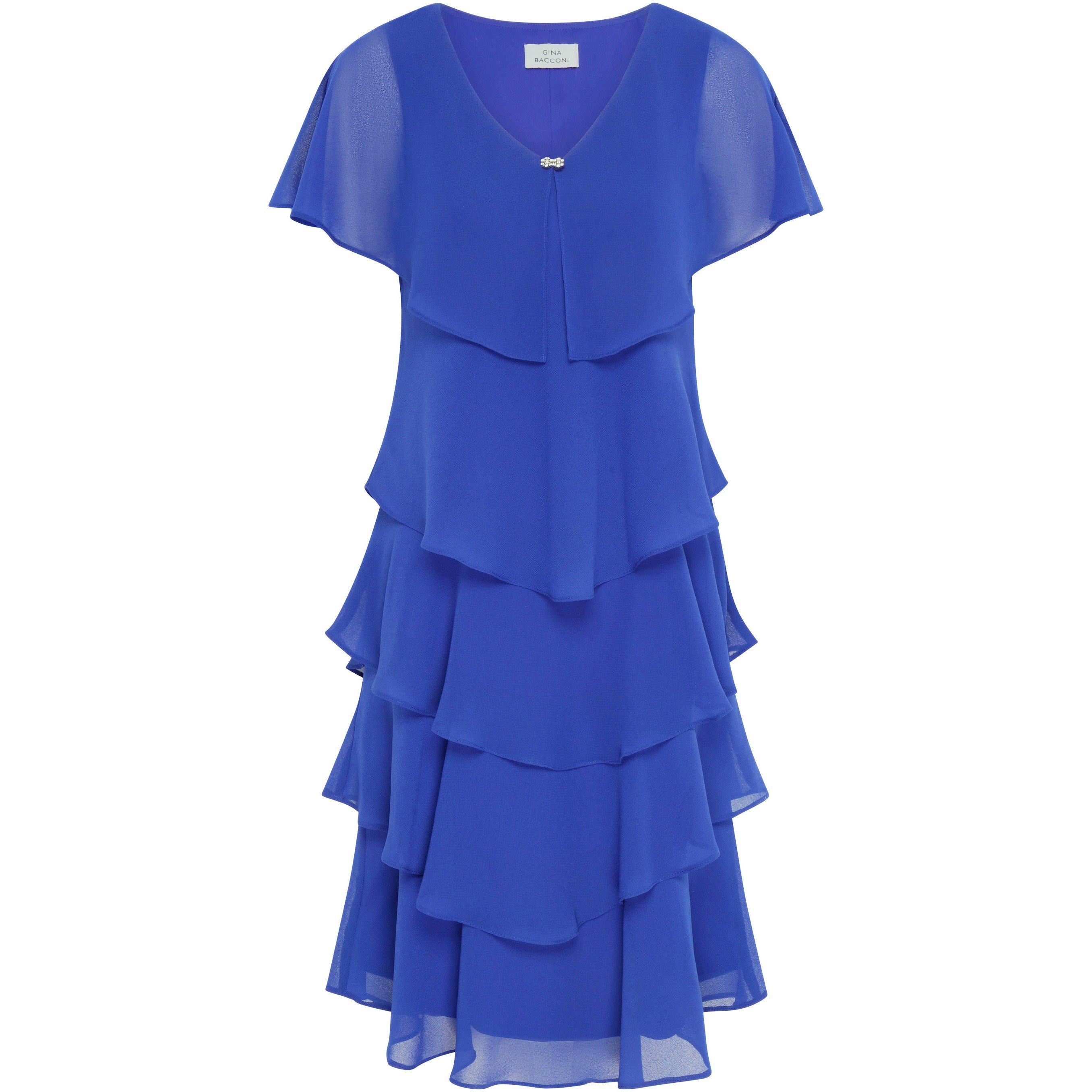Gina Bacconi Women's Bella Georgette Tiered Dress - Cobalt - 20