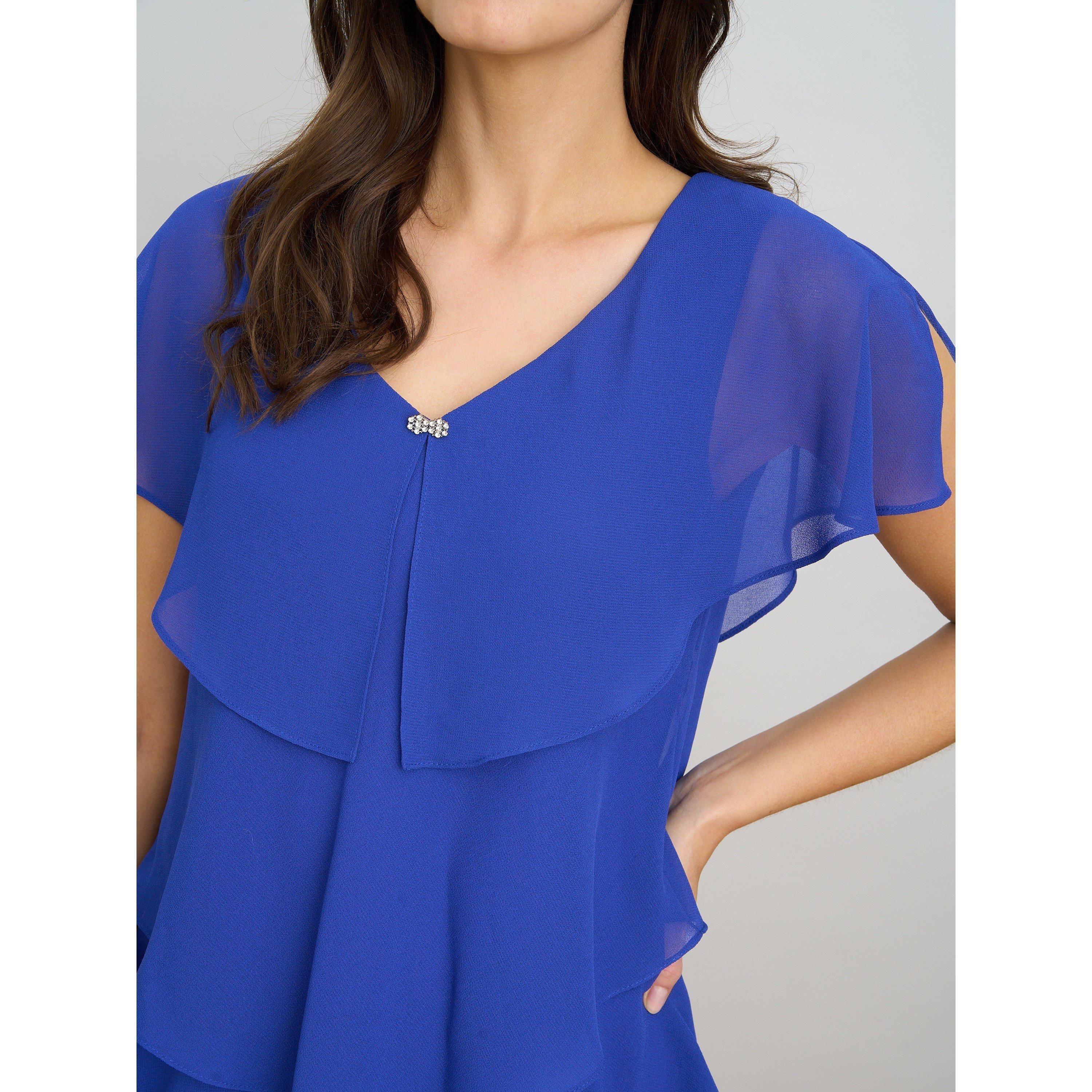 Cobalt - Gina Bacconi - Bella Georgette Tiered Dress - 5