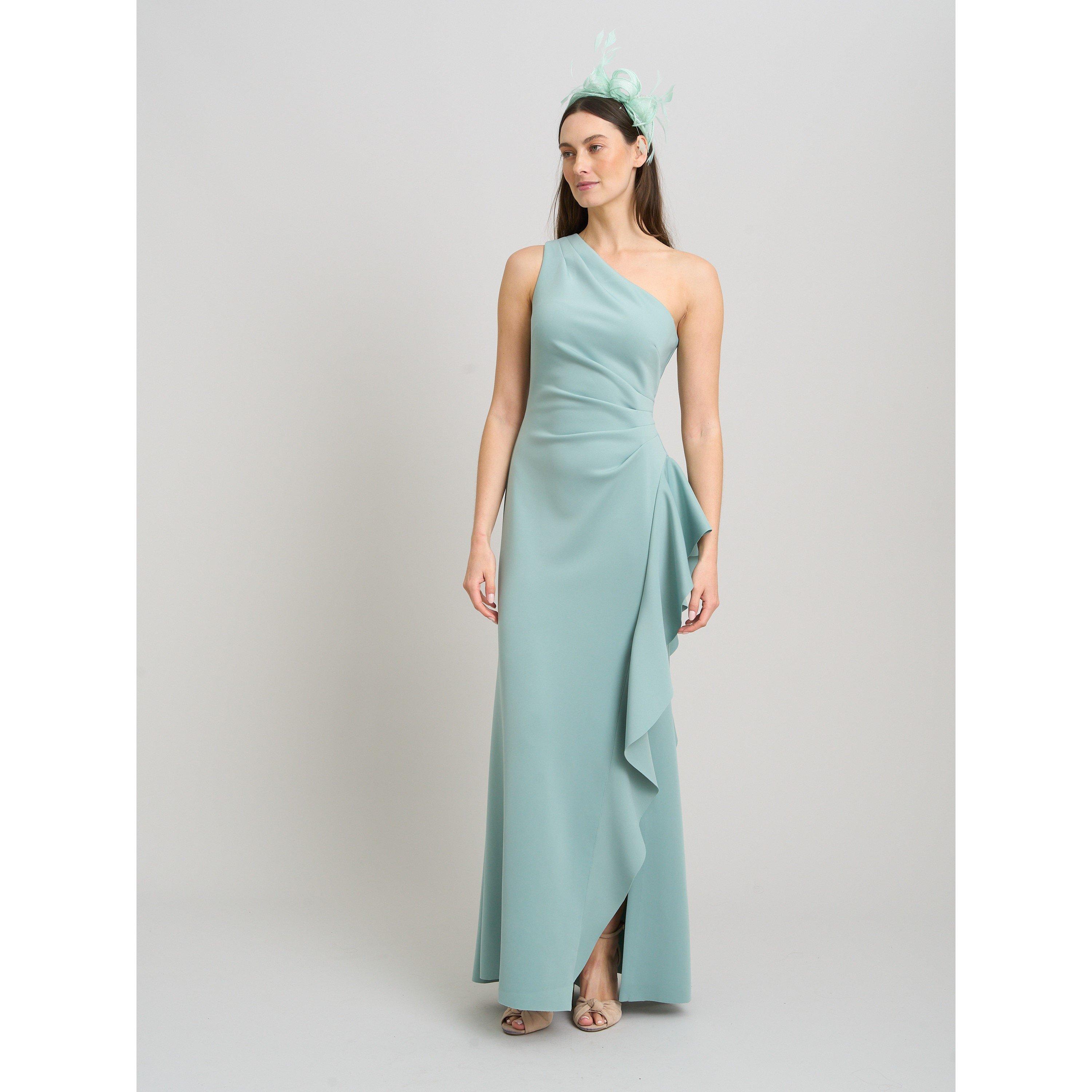 Gina Bacconi Women's Darby One Shoulder Frill Dress - Sage - 18