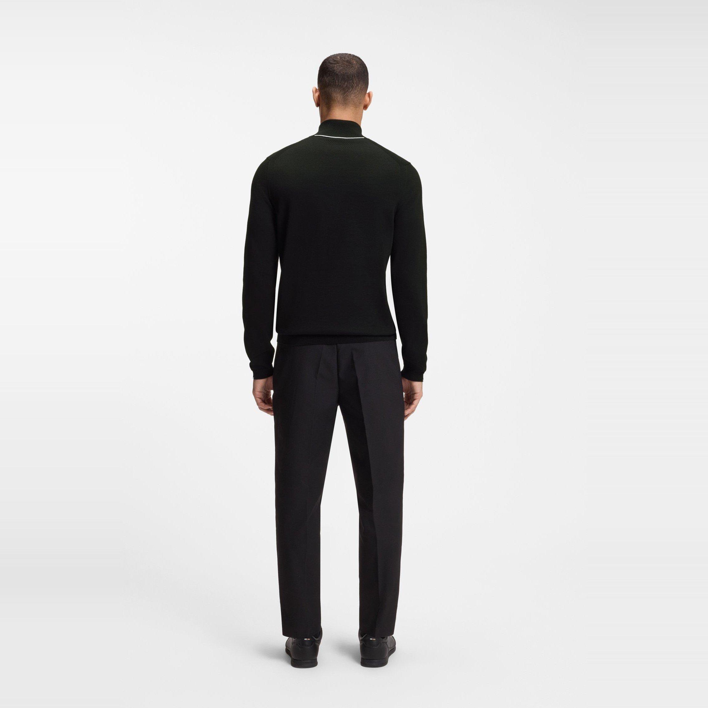 Black 001 - Boss - Men's Ever-X Boss Green Cotton Long-Sleeve 1/4-Zip Knitted Top - 3