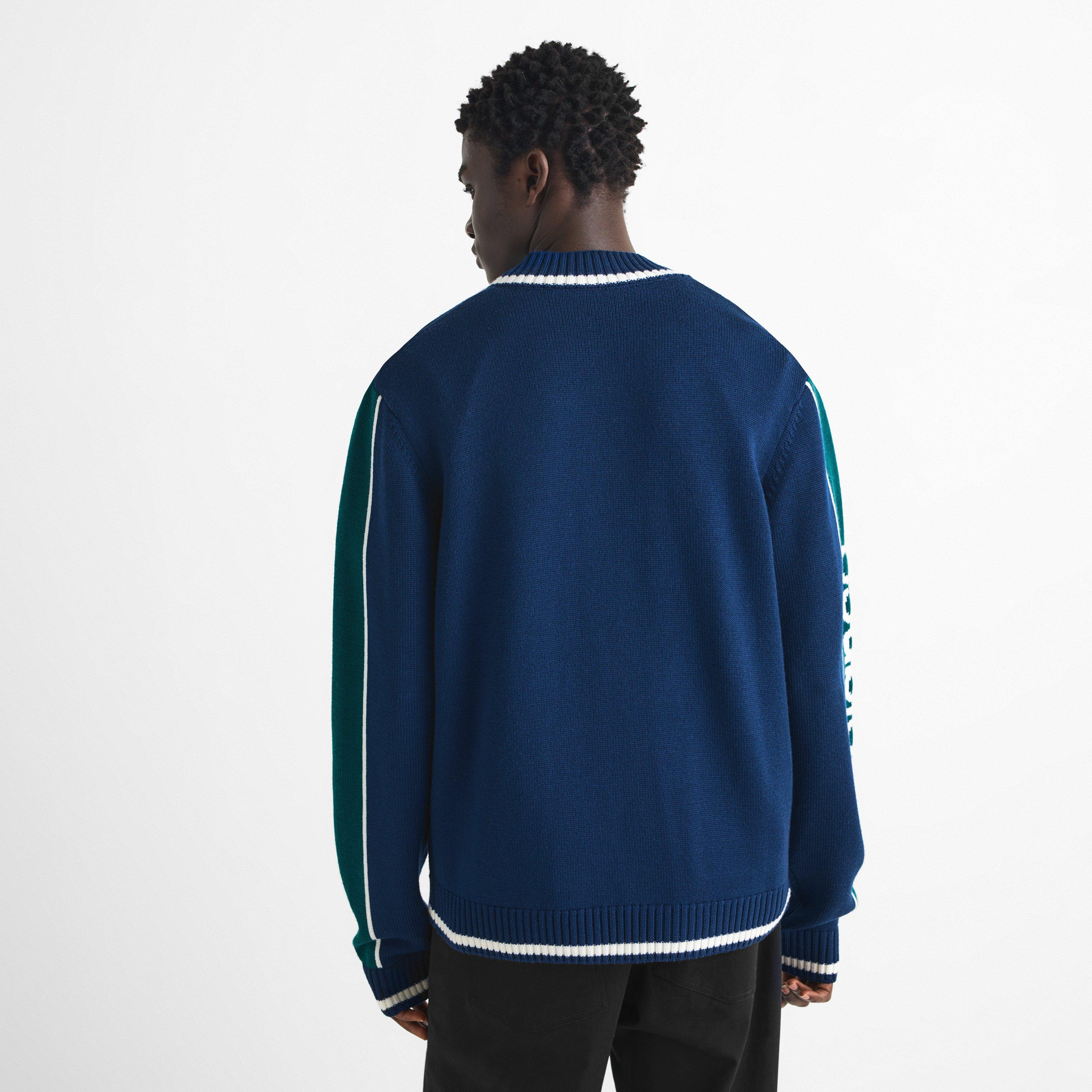 Navy - Casablanca - Men's Pyramid Wool Jacquard Full-Zip Knitted Top - 4
