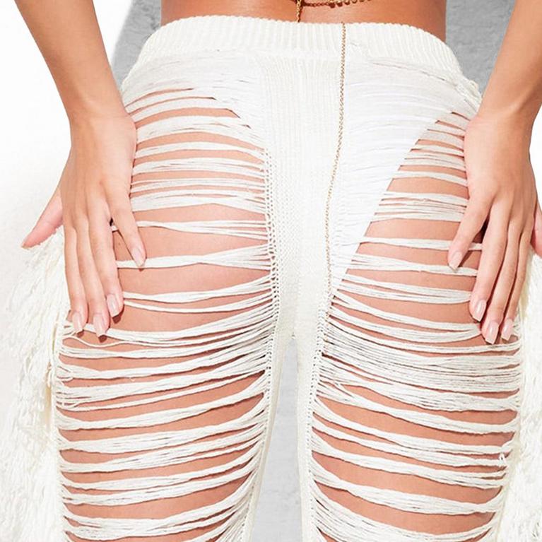 Blanco - I Saw It First - ISAWITFIRST Crochet Ladder Beach Trousers - 5
