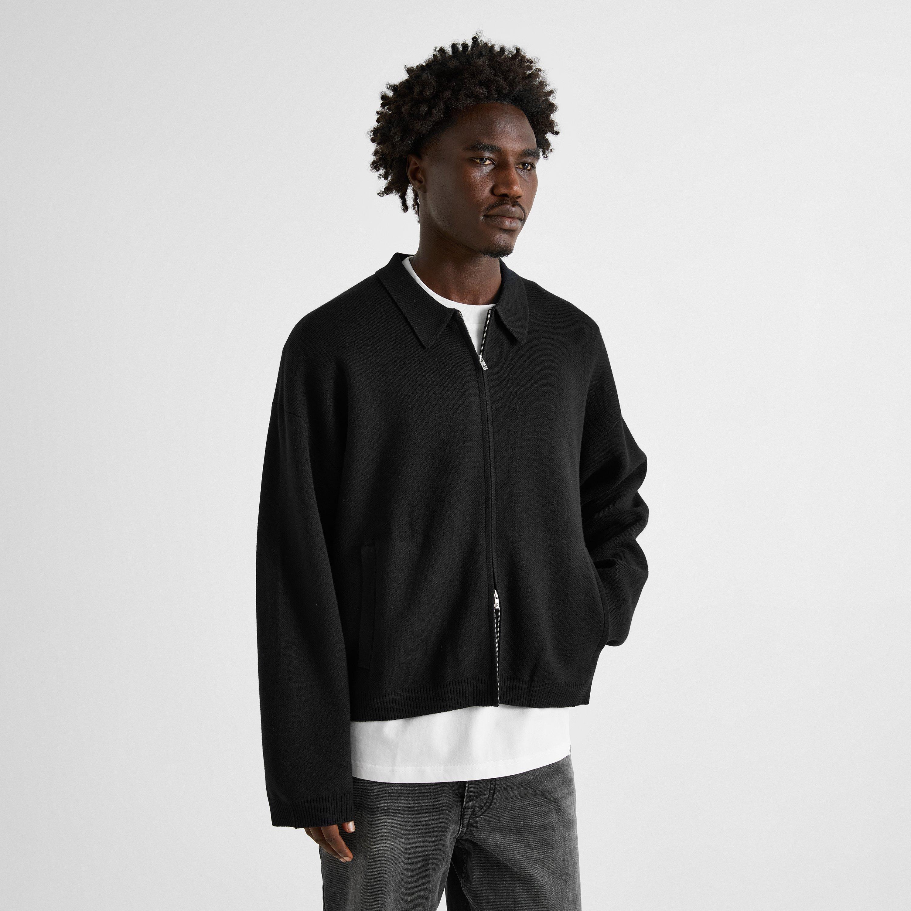 Jet Black - Represent - Men's Initial Knit Coach Cotton Full-Zip Cardigan - 3