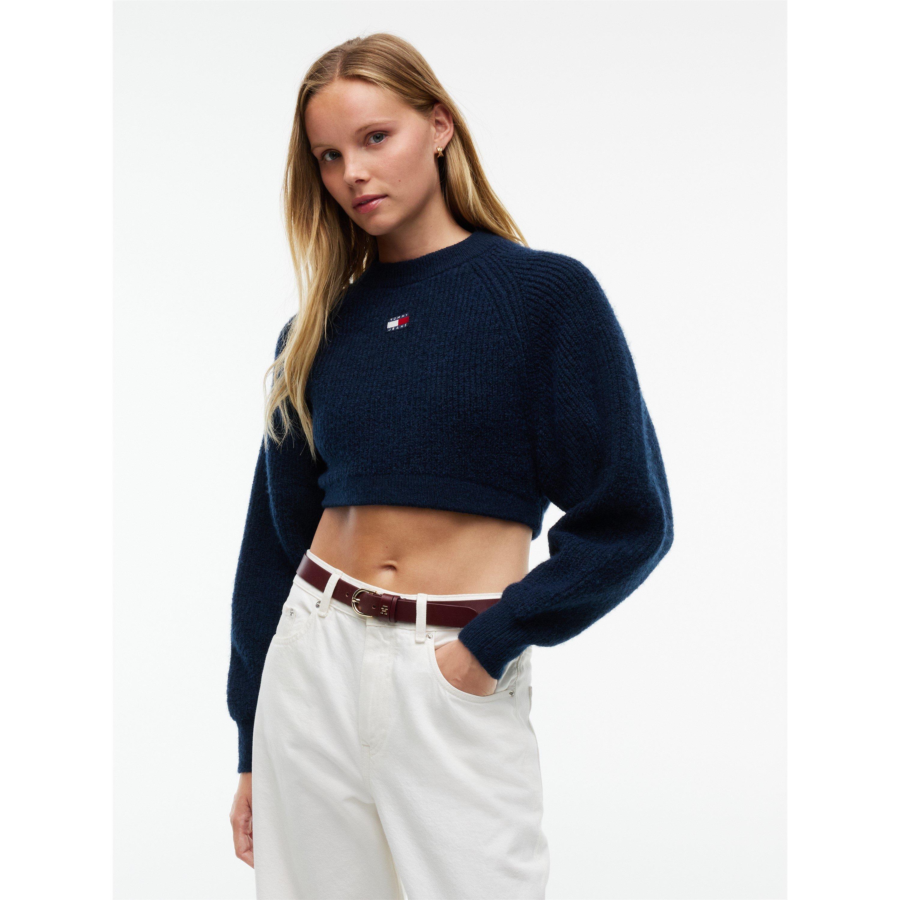 Dark Blue - Tommy Jeans - Women's Badge Alpaca Knit Crew-Neck Jumper - 2