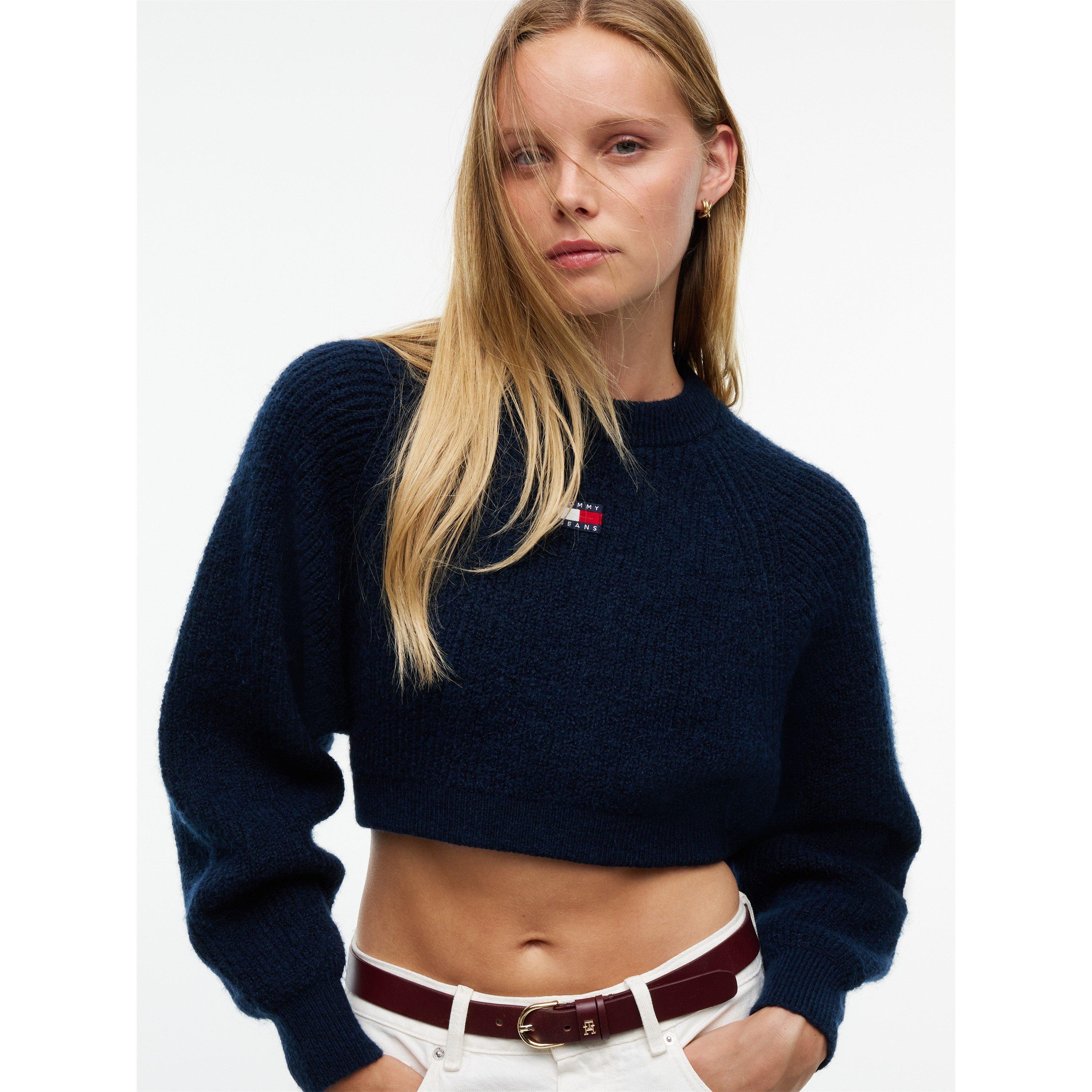Dark Blue - Tommy Jeans - Women's Badge Alpaca Knit Crew-Neck Jumper - 3