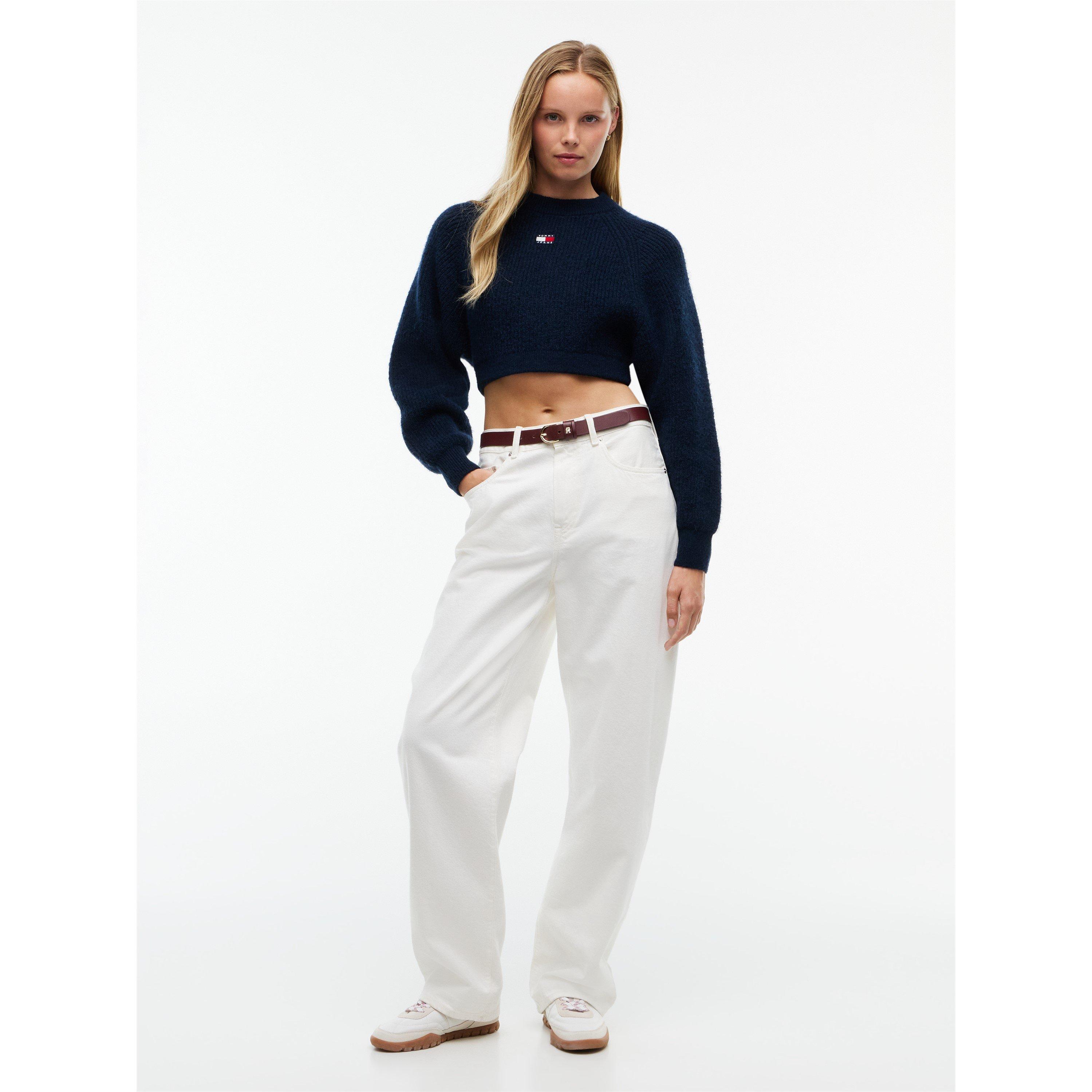 Dark Blue - Tommy Jeans - Women's Badge Alpaca Knit Crew-Neck Jumper - 4