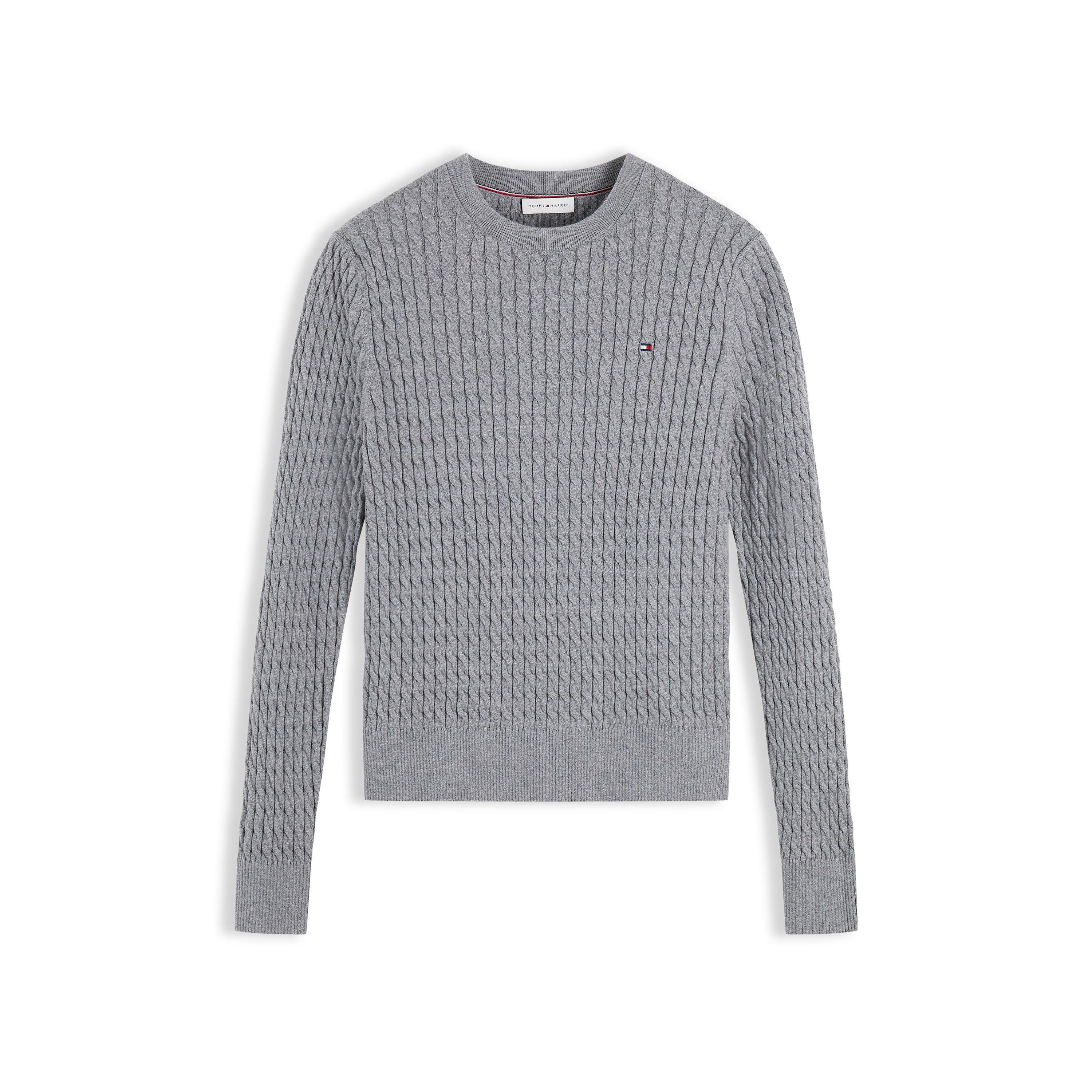 Tommy Hilfiger Tommy CoCbl Fne Knit Ld64 - Md Grey Heather - Size 14 (L)