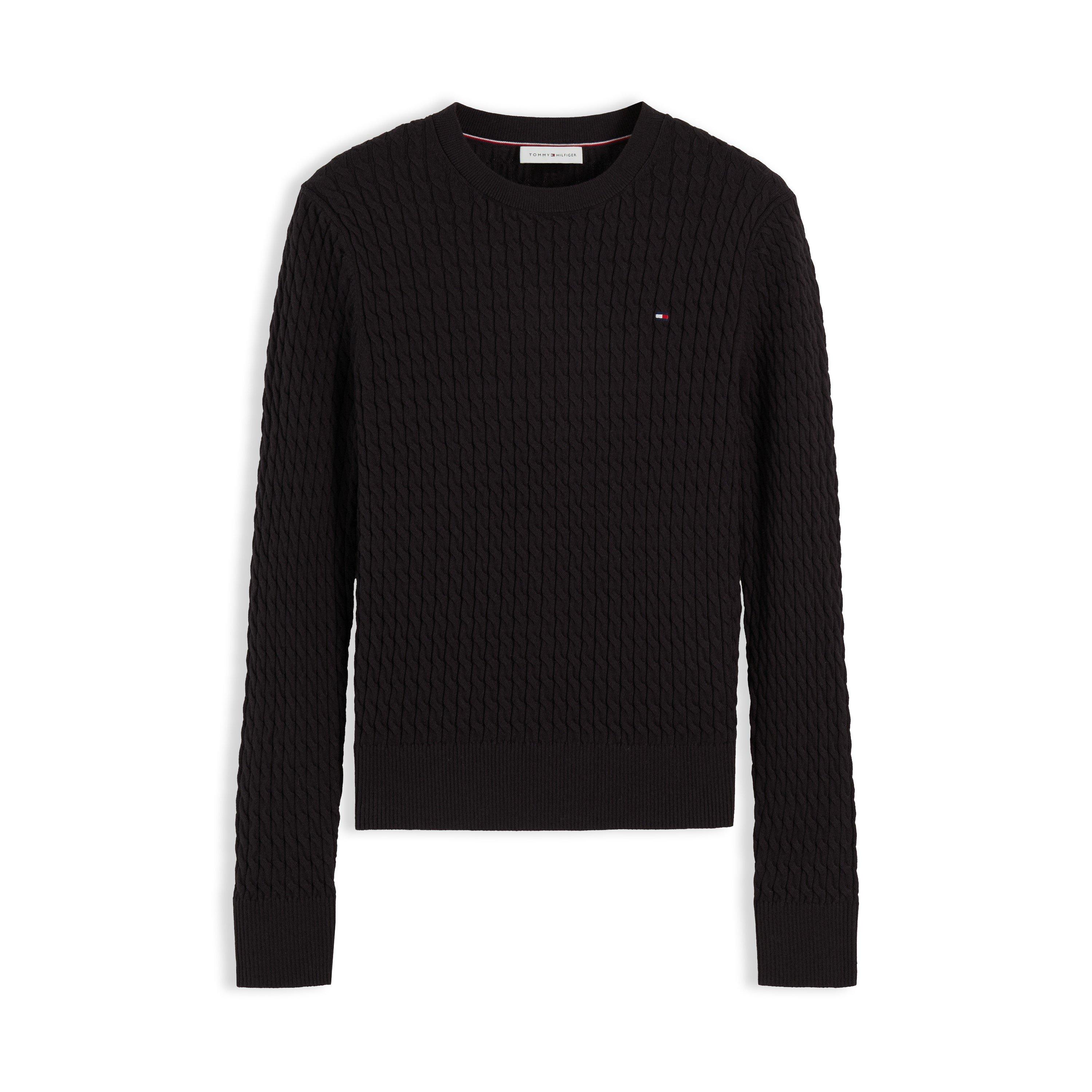 Tommy Hilfiger Women's Cable Fine Knit Cotton Long-Sleeve Jumper - Black - Size 8 (XS) - Image 2