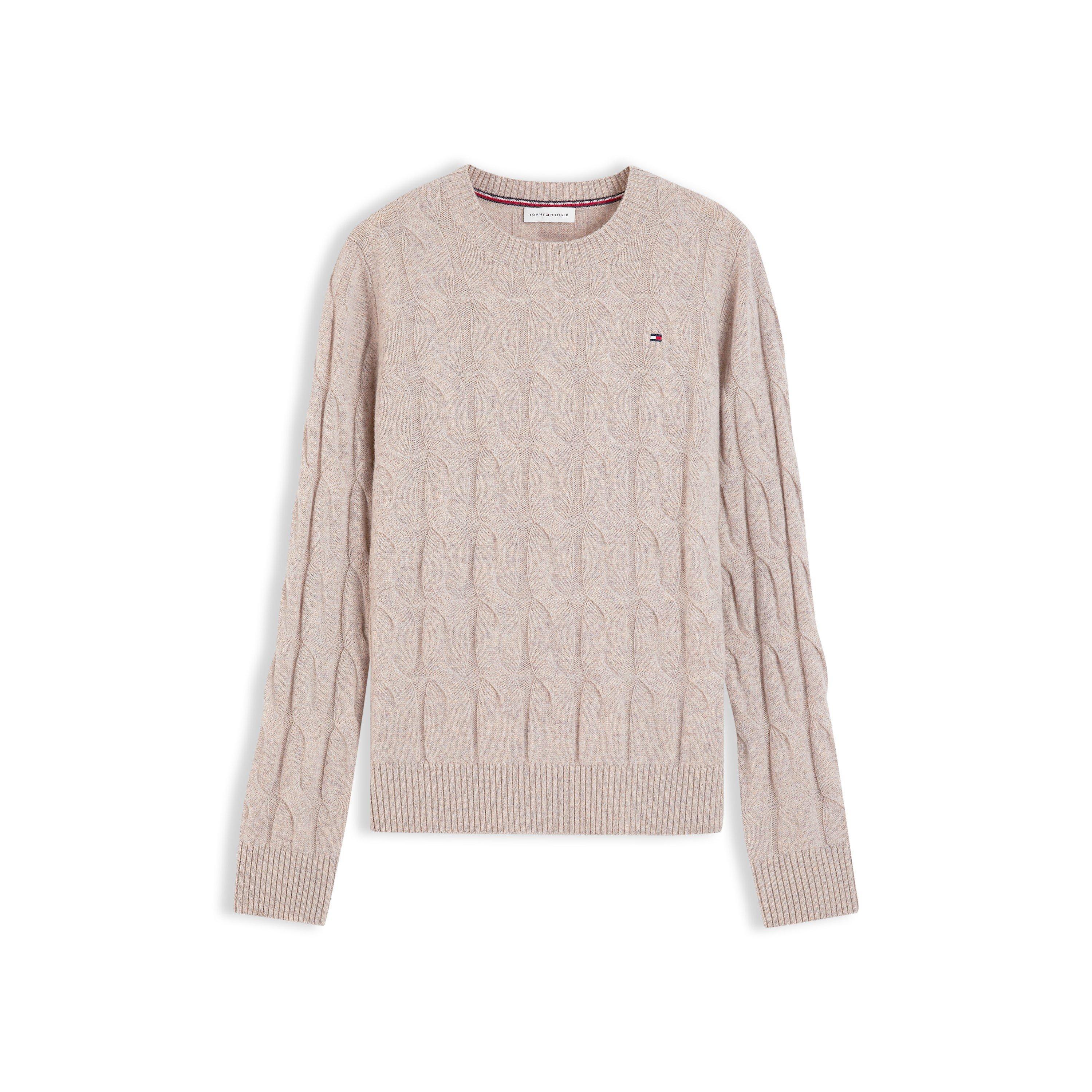 Lt Camel Heathr - Tommy Hilfiger - Tommy Wool Cbl Knit Ld64 - 1