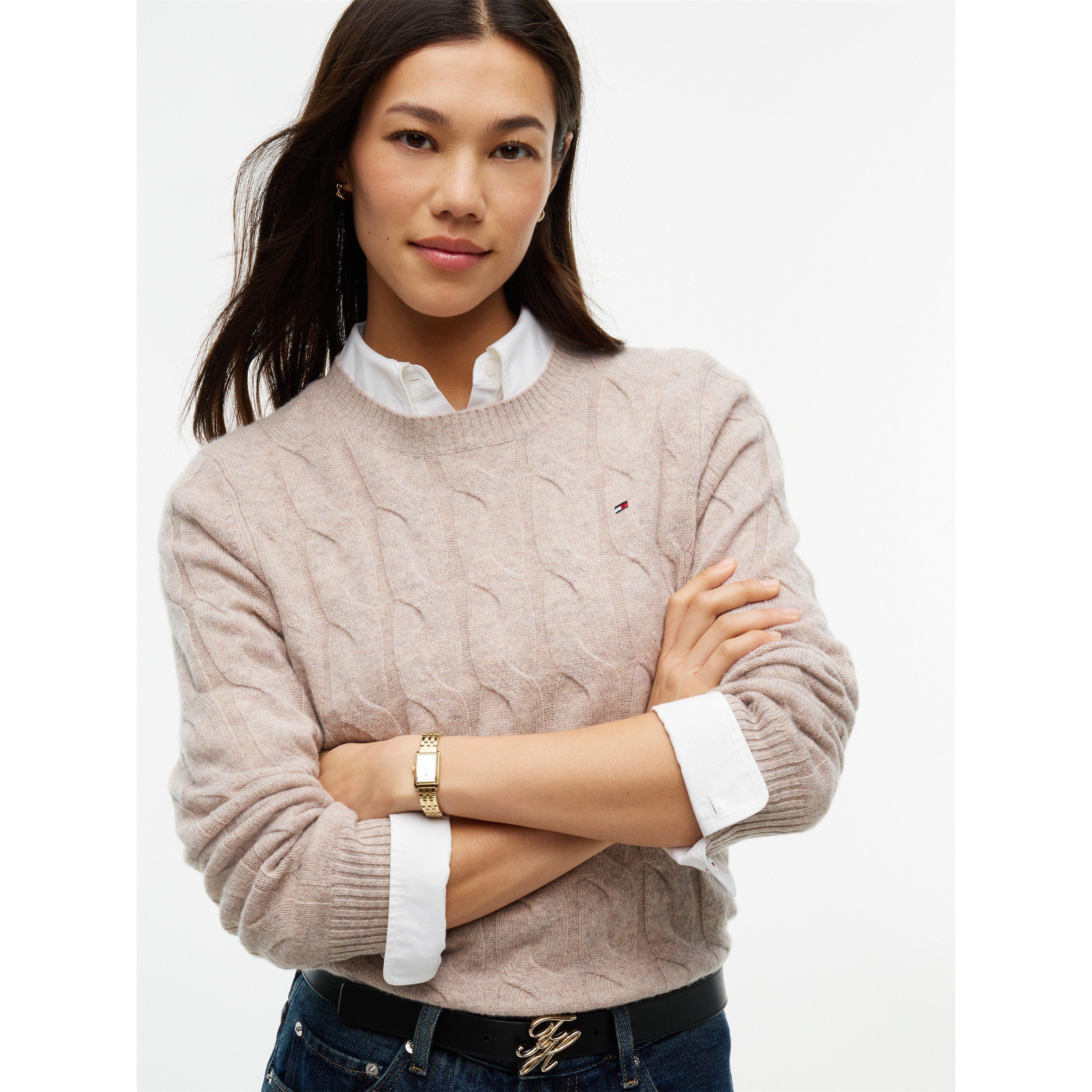 Lt Camel Heathr - Tommy Hilfiger - Tommy Wool Cbl Knit Ld64 - 2