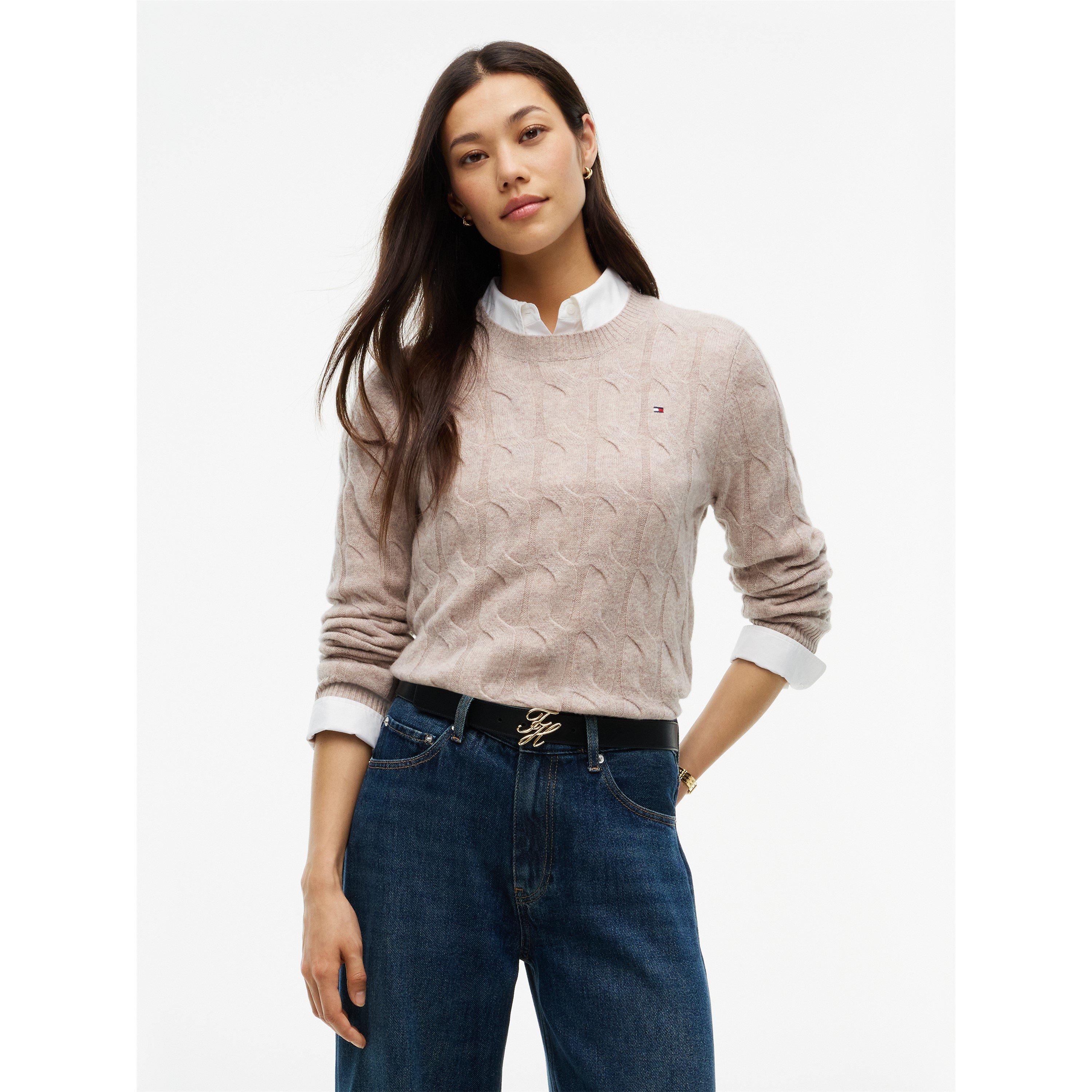 Lt Camel Heathr - Tommy Hilfiger - Tommy Wool Cbl Knit Ld64 - 3