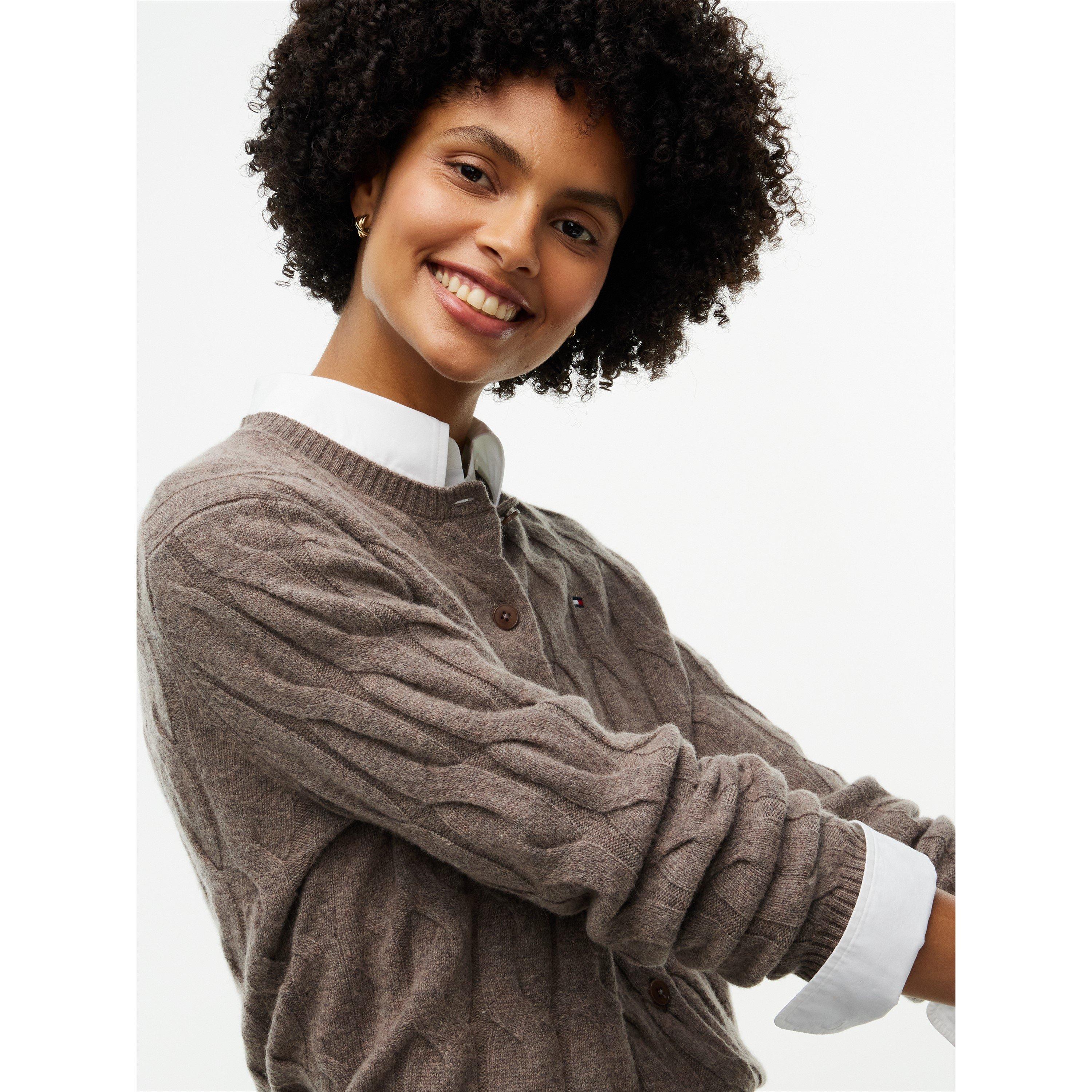 Hot Coco Heathr - Tommy Hilfiger - Tommy Wool Cbl Cardi Ld64 - 2