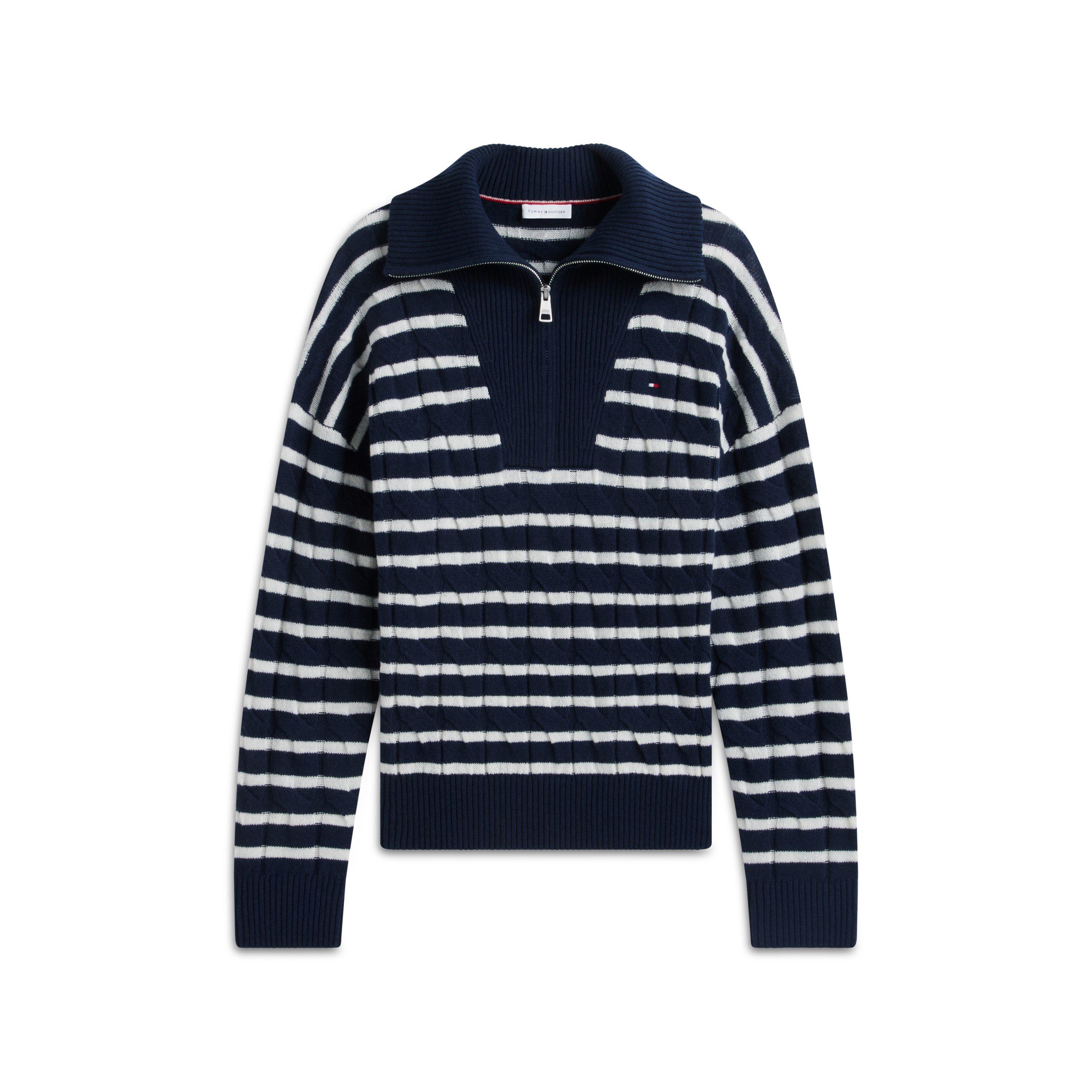 Stripe Ivory - Tommy Hilfiger - Tommy WlCbl 1/4 Knit Ld64 - 1