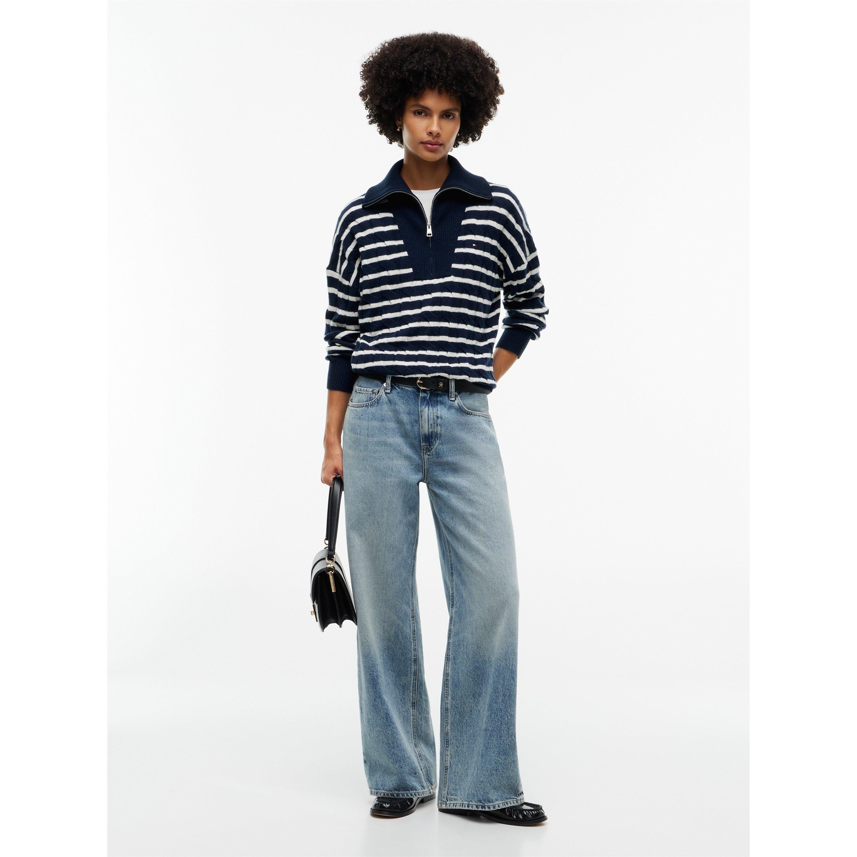 Stripe Ivory - Tommy Hilfiger - Tommy WlCbl 1/4 Knit Ld64 - 3