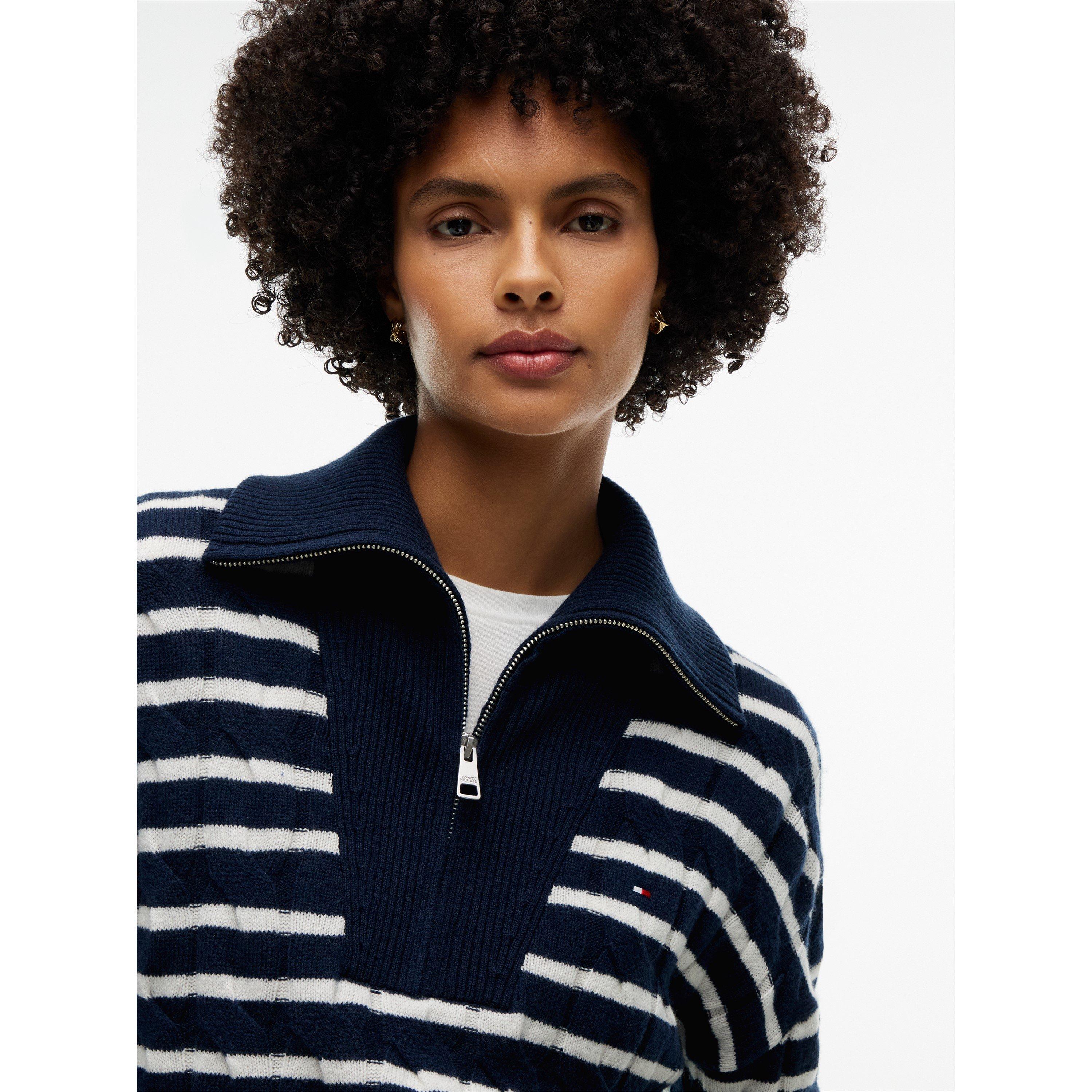 Stripe Ivory - Tommy Hilfiger - Tommy WlCbl 1/4 Knit Ld64 - 4