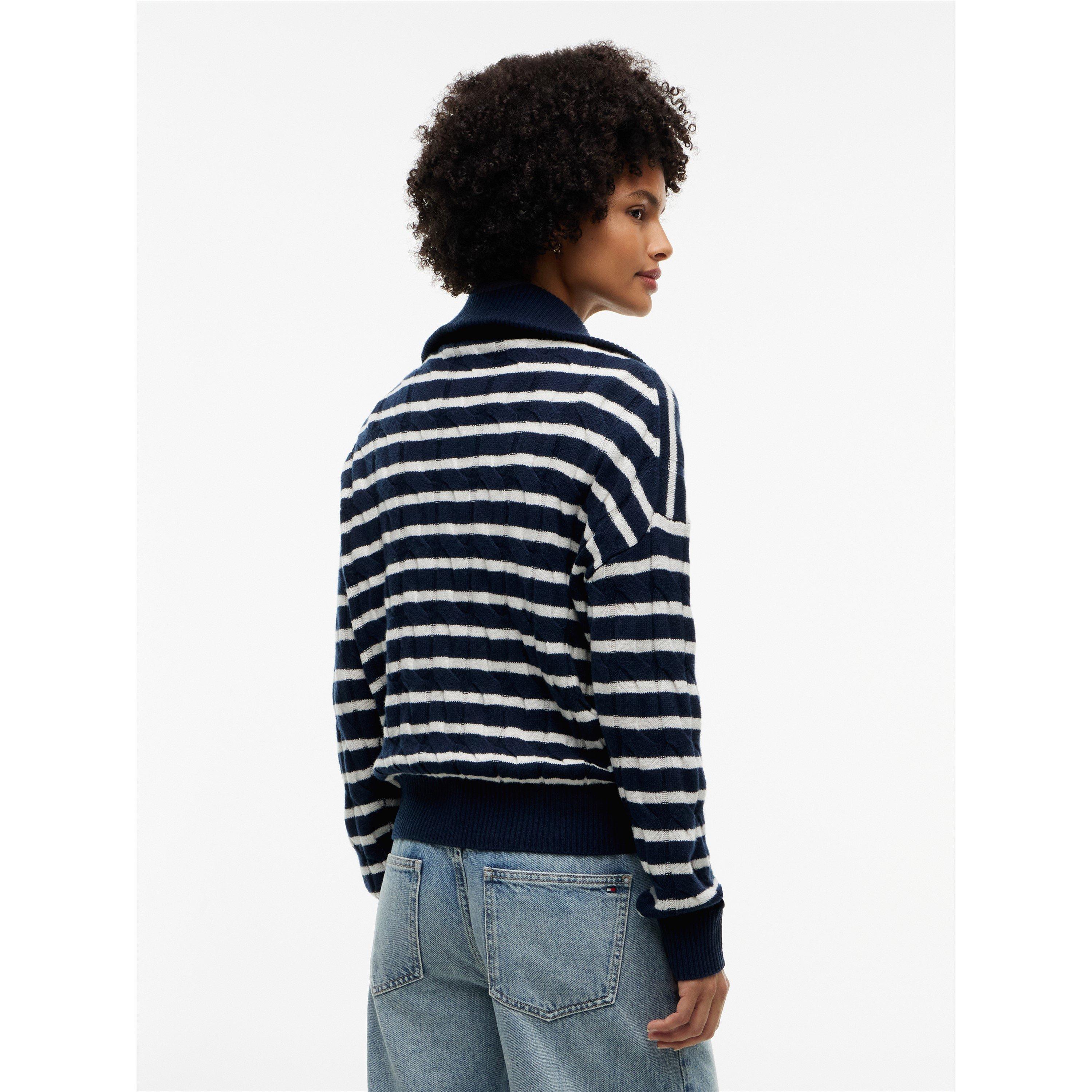 Stripe Ivory - Tommy Hilfiger - Tommy WlCbl 1/4 Knit Ld64 - 5
