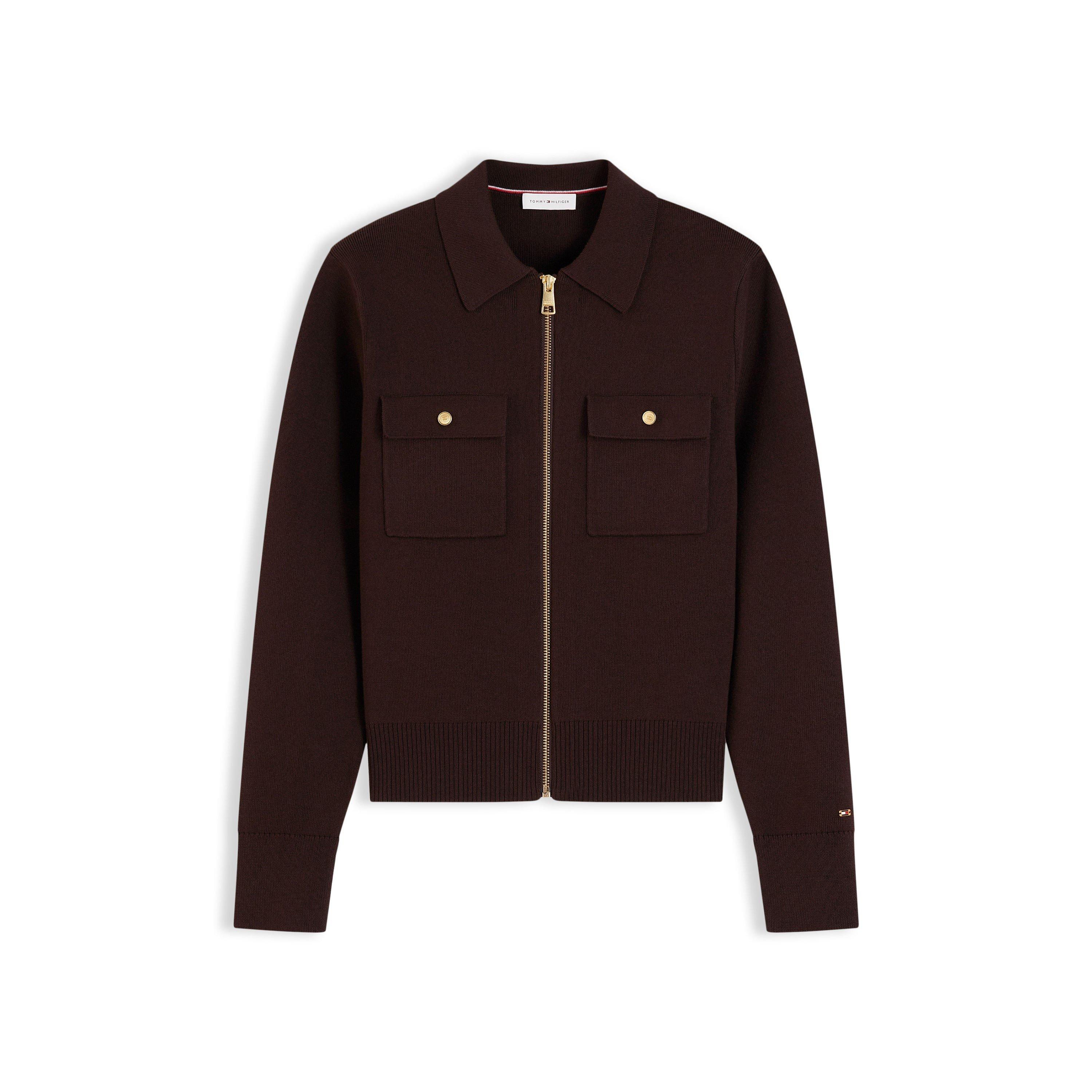 Tommy Hilfiger Women's Tommy Ndle Knit Jkt Ld64 - Chocolate - 12 (M)