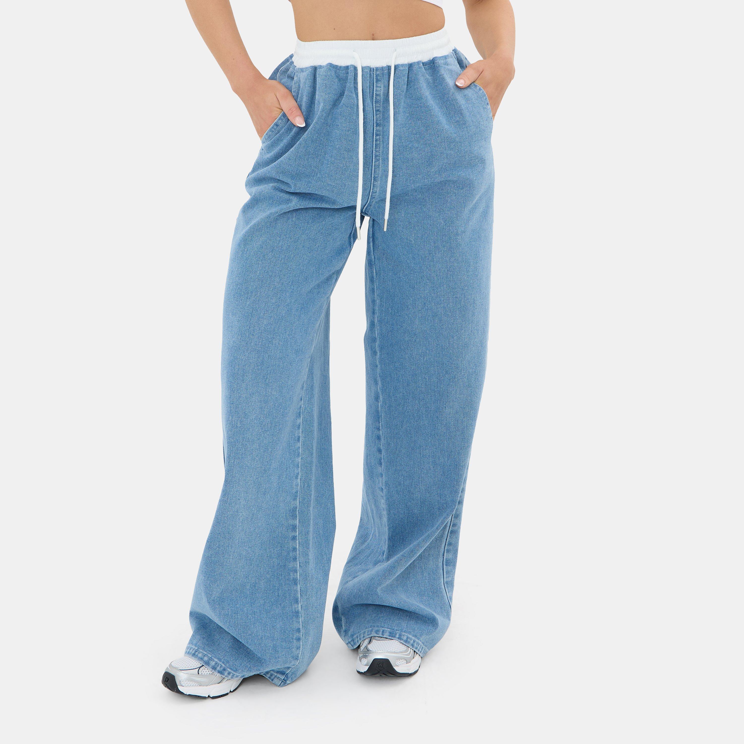 Contrast Waistband Denim Jogger