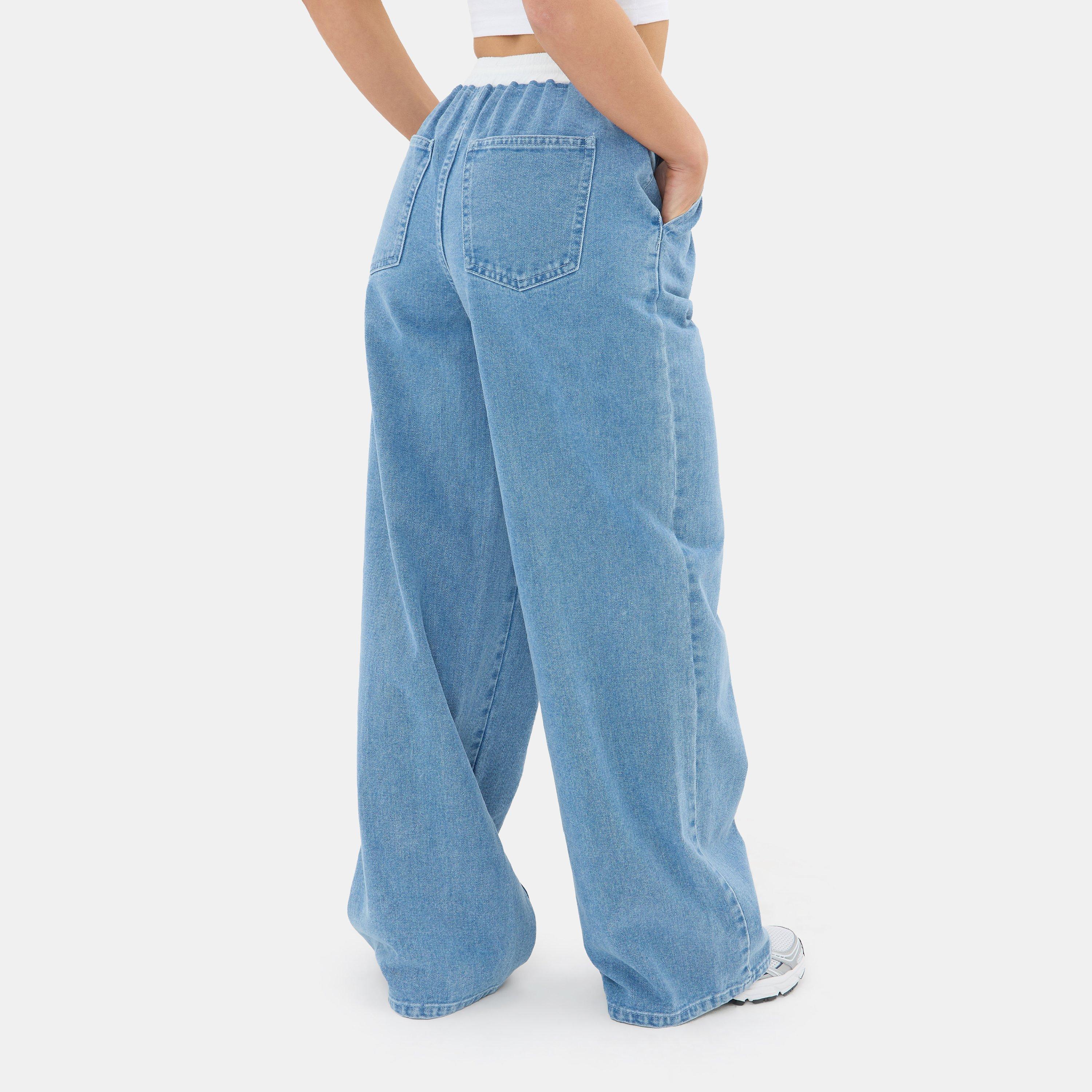 Middenblauw - I Saw It First - Contrast Waistband Denim Jogger - 4