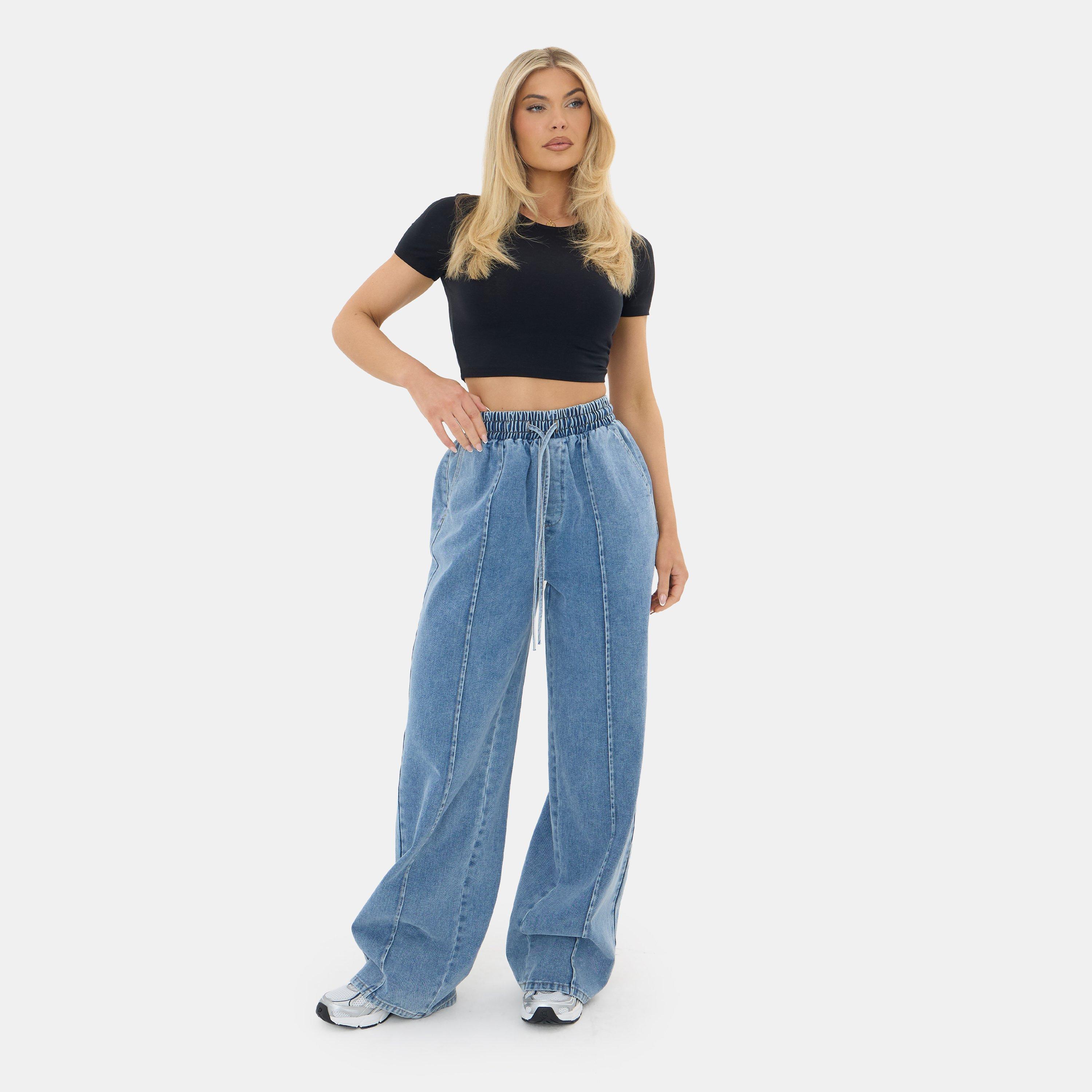 Middenblauw - I Saw It First - Pintuck Denim Jogger - 2