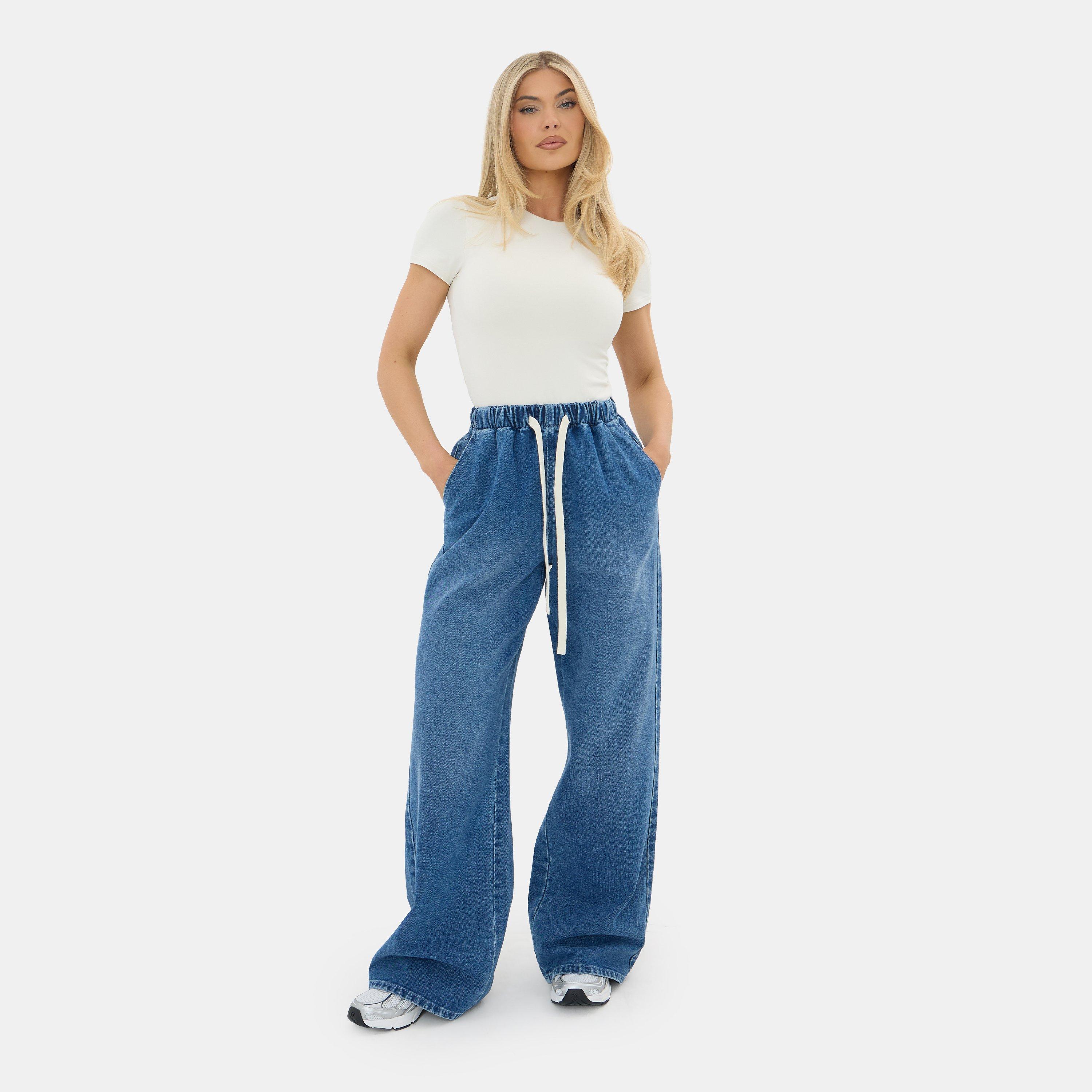 Donkerblauw - I Saw It First - Contrast Drawcord Denim Jogger - 2