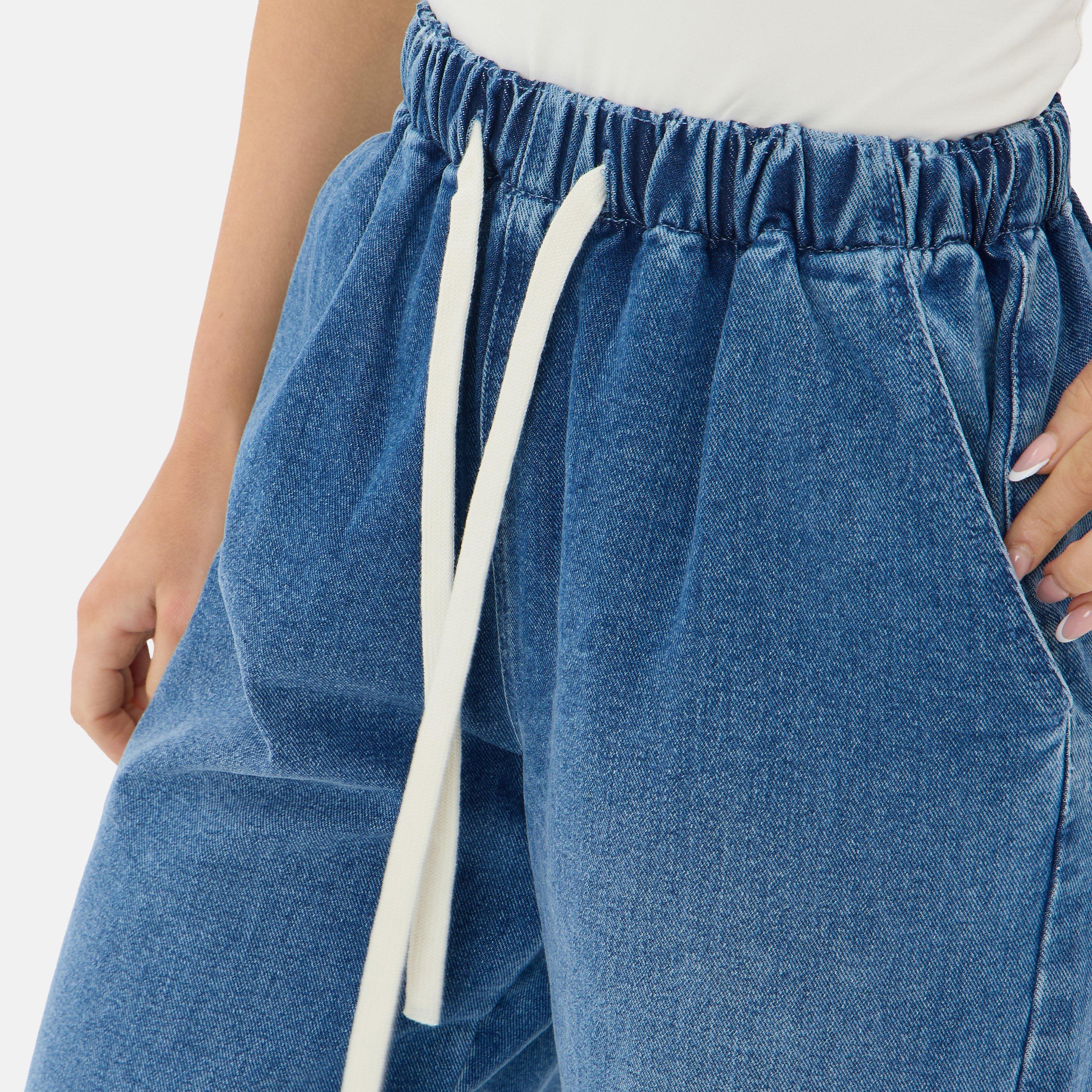 Donkerblauw - I Saw It First - Contrast Drawcord Denim Jogger - 5
