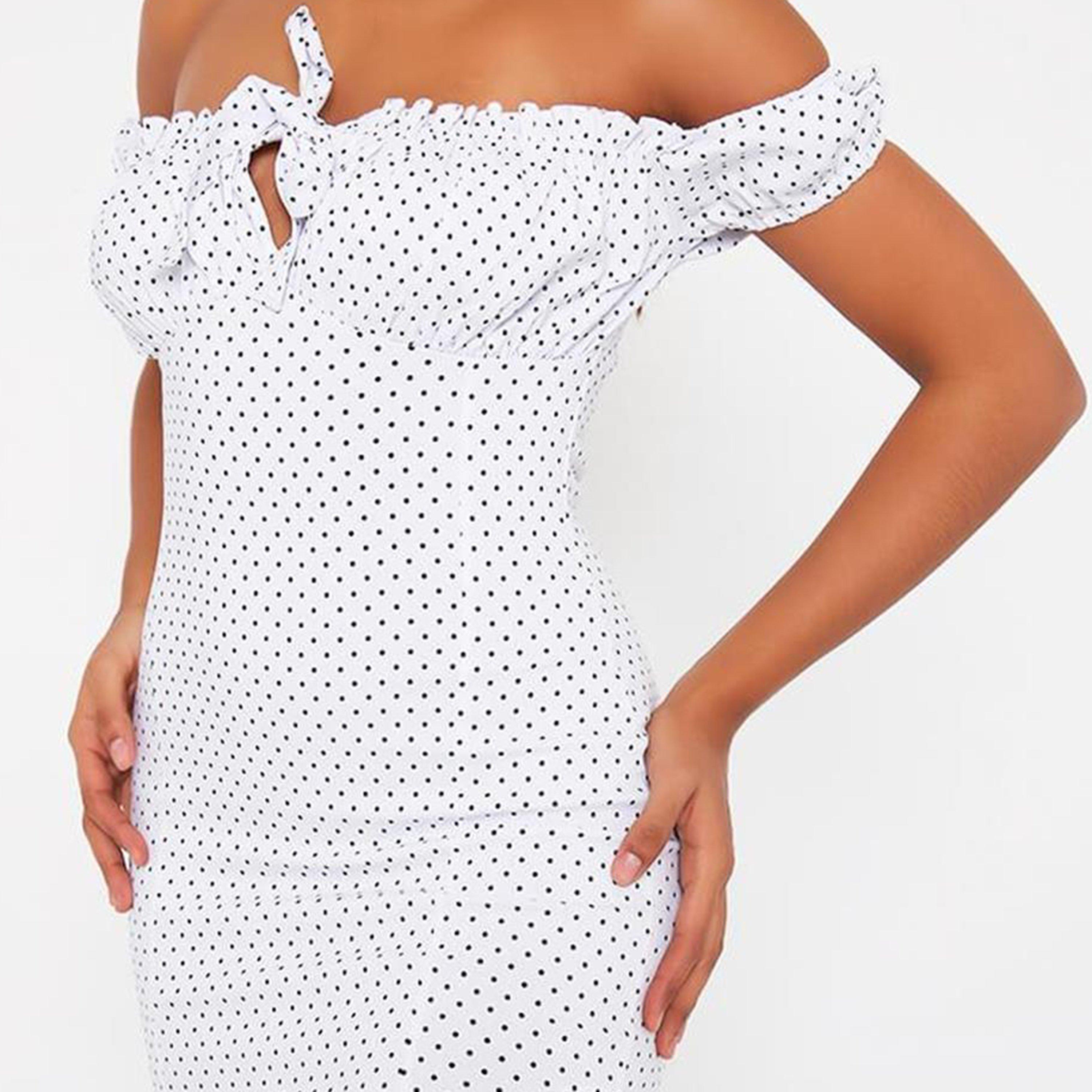 White - I Saw It First - ISAWITFIRST Polka Dot Bengaline - 4