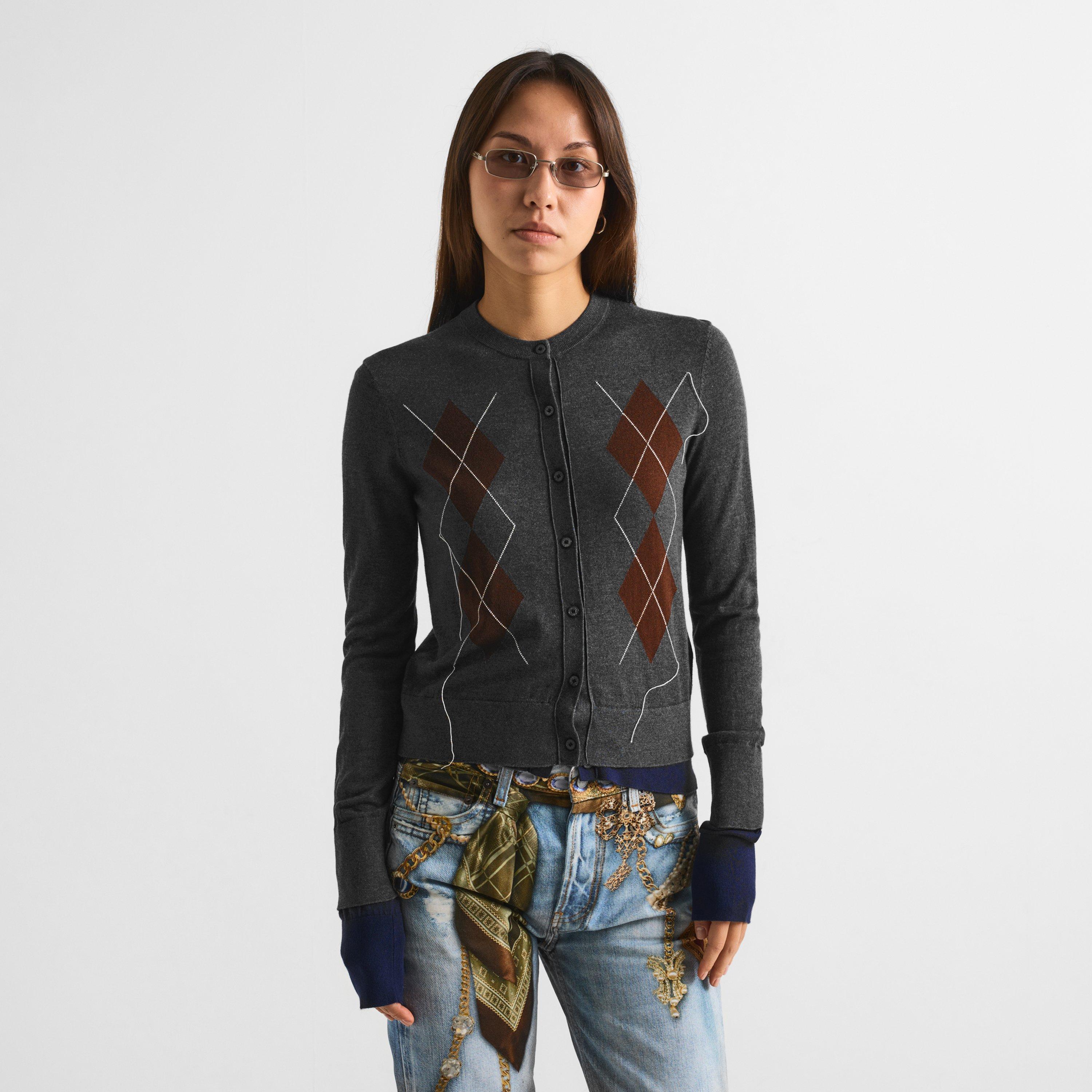 Dark Grey - Acne Studios - Women's Argyle Cardigan - 3