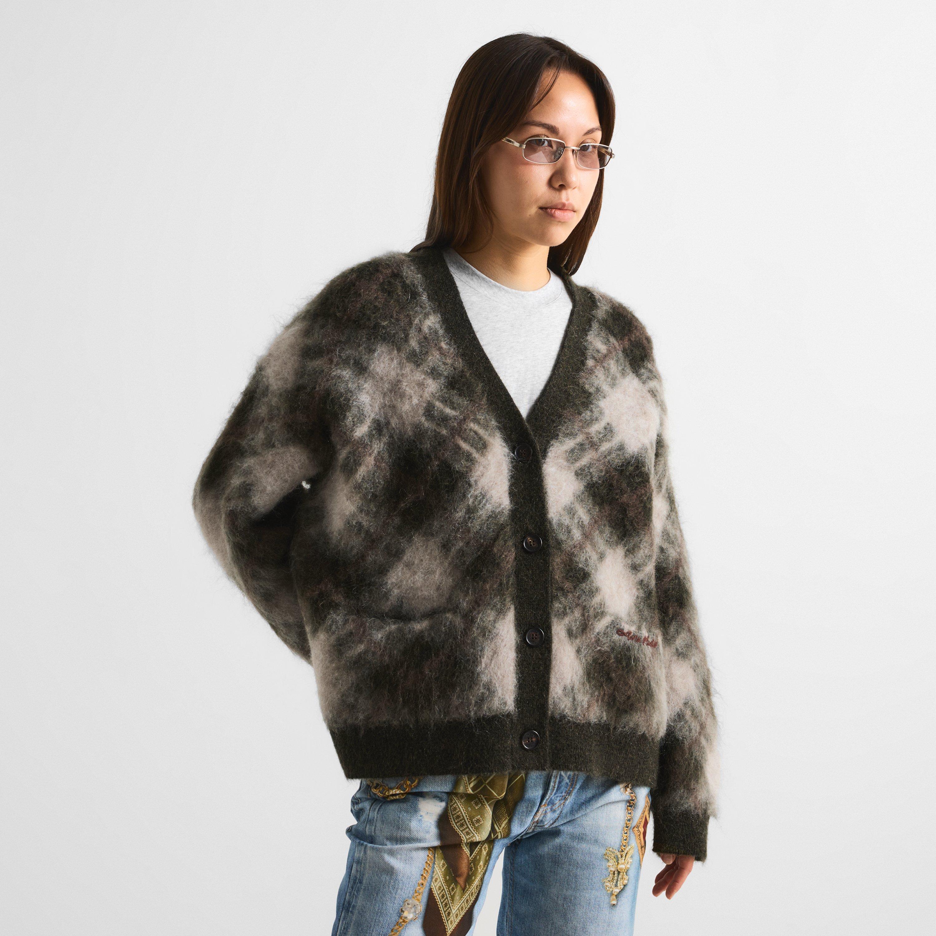 Olive / Multi - Acne Studios - Women's Mohair Oversized-Fit Cardigan - 3