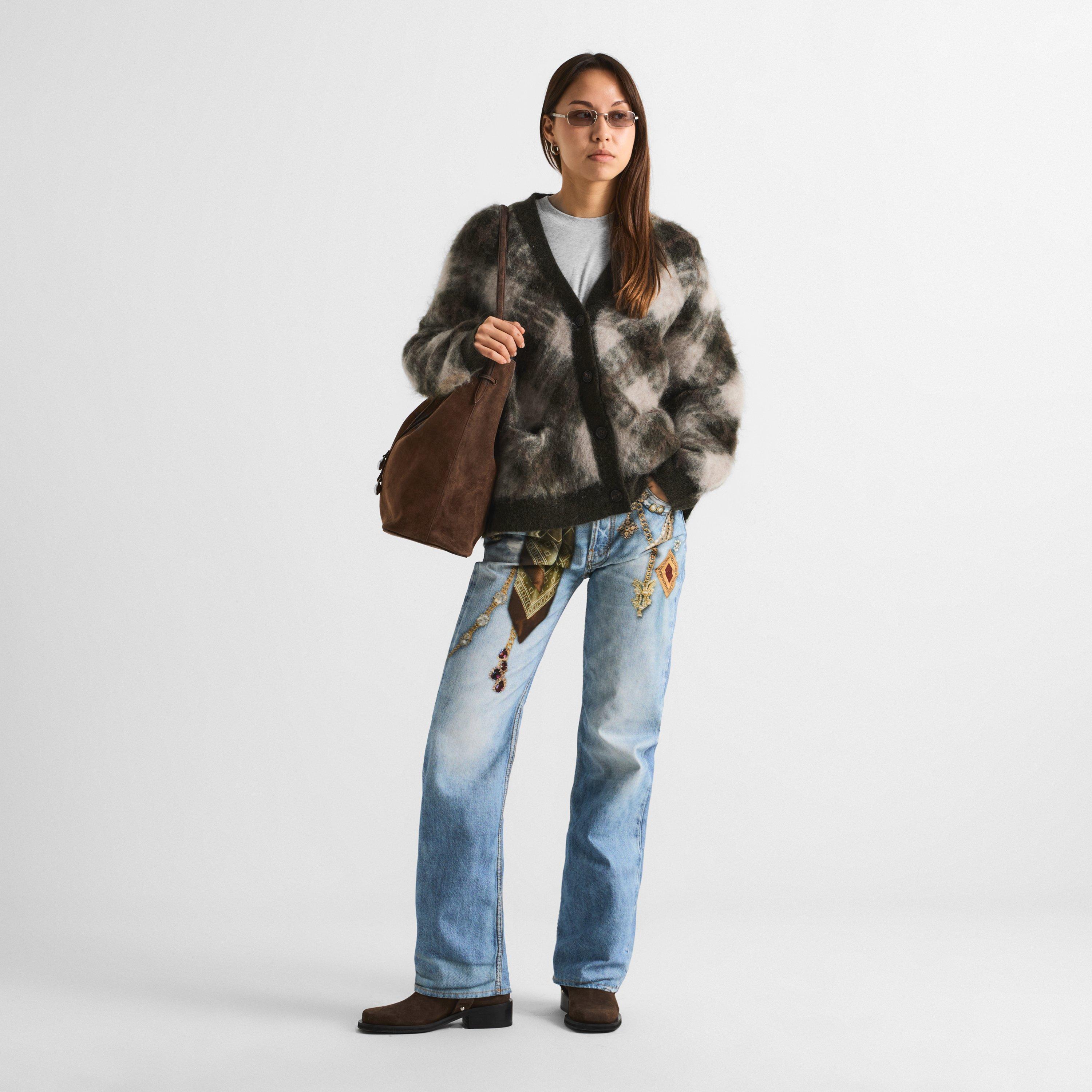 Olive / Multi - Acne Studios - Women's Mohair Oversized-Fit Cardigan - 6