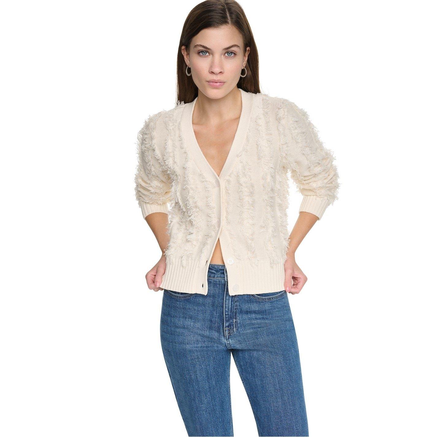Eggnog - DKNY - DKNY V-Neck Fringe Cardigan - 1