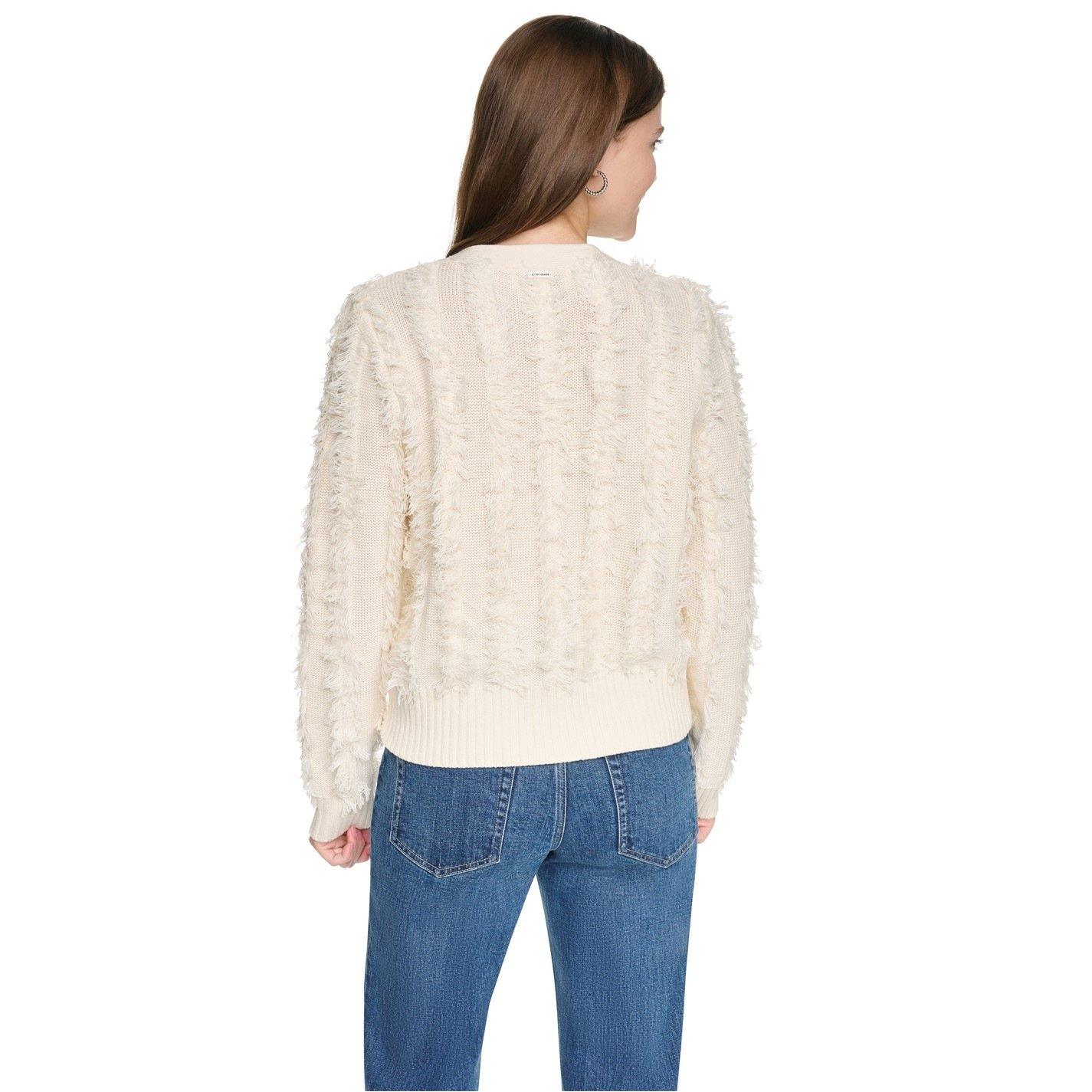 Eggnog - DKNY - DKNY V-Neck Fringe Cardigan - 2