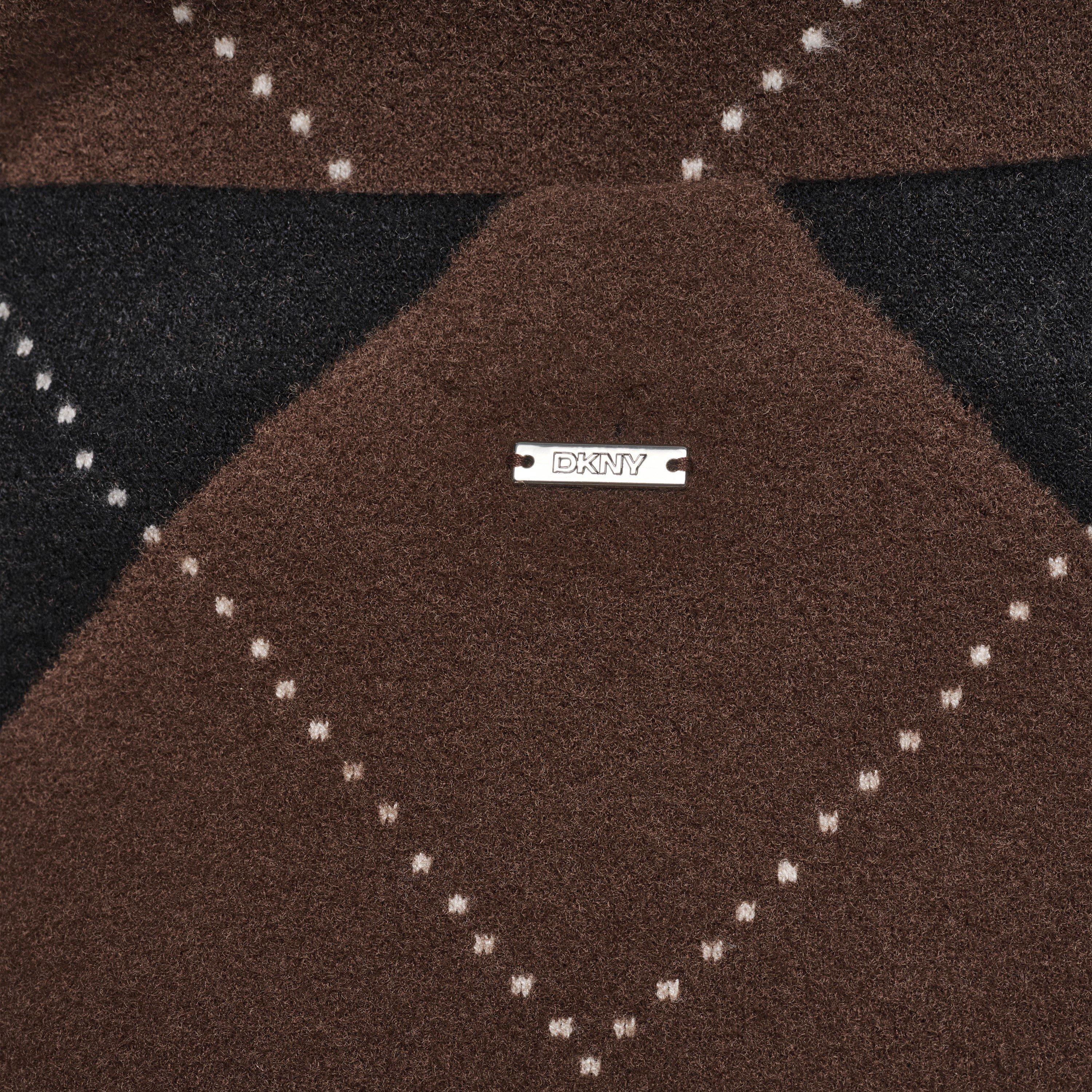 Black/Chestnut - DKNY - DKNY Fuzzy Argyle Short Skirt - 4