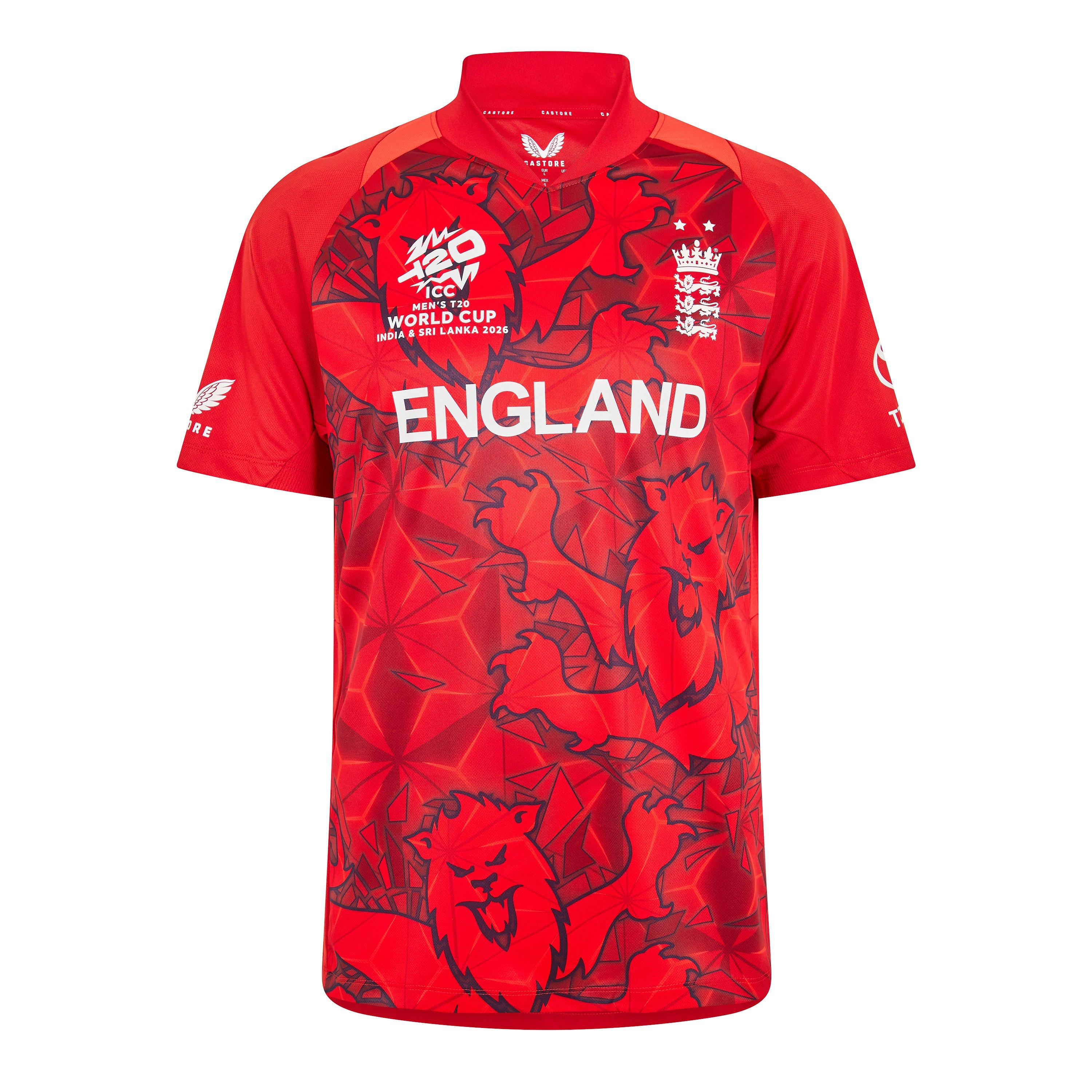 Red - Castore - Men's ECB T20 WC Cricket Shirt - 1
