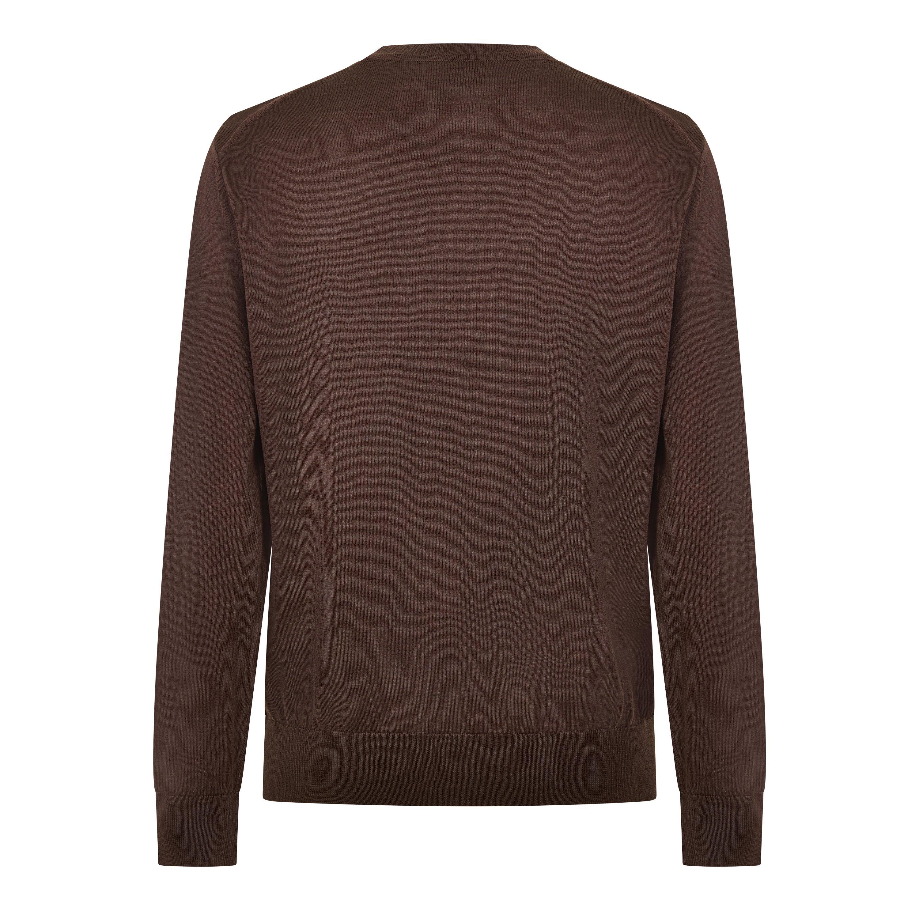 Dark Brown 209 - Boss - Mens BOSS BLACK Merino Wool Knitted Crew Neck Jumper (Leno) - 2