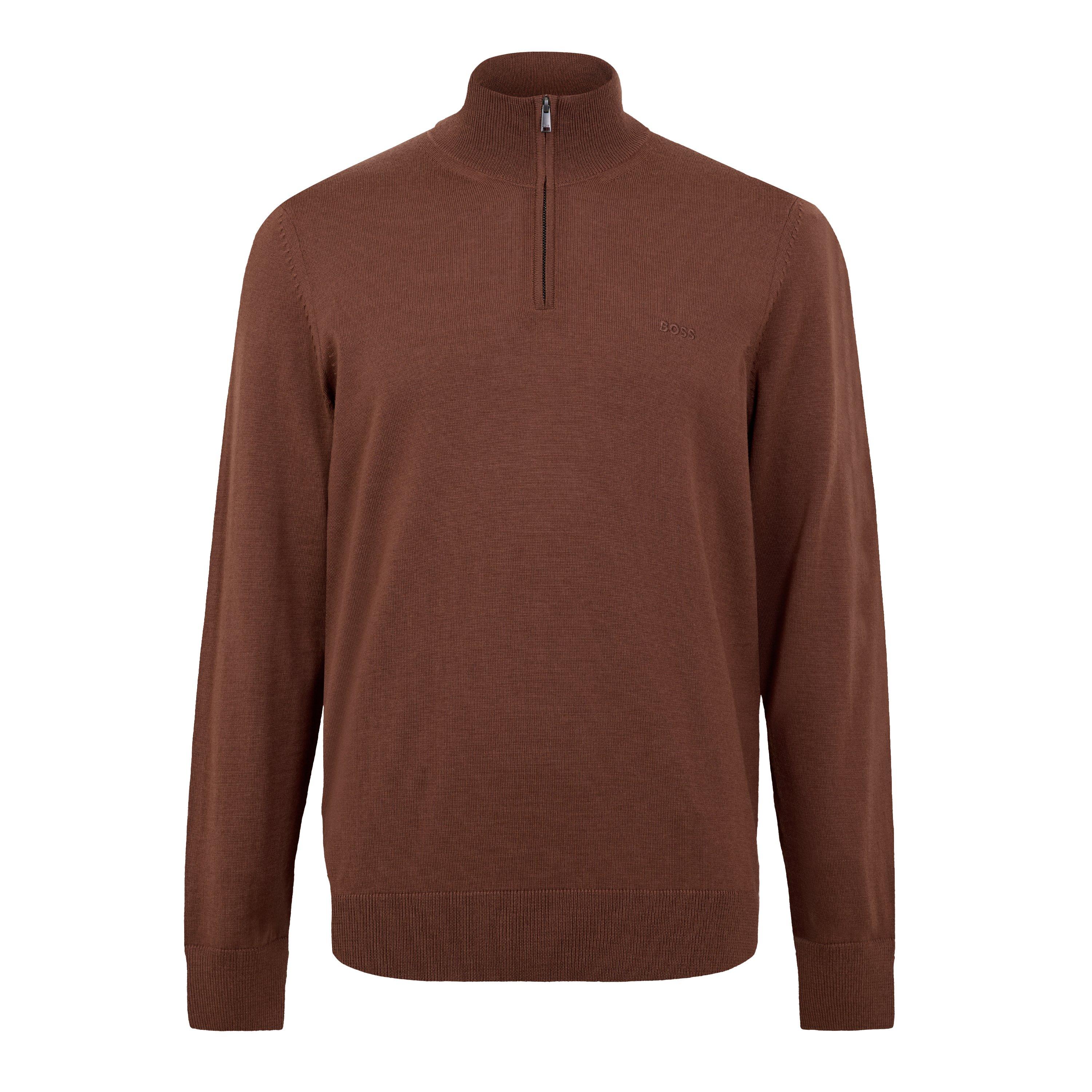 Boss Mens BOSS BLACK Knitted Quarter 1/4 Zip Jumper with Logo Detail (Ebenji)