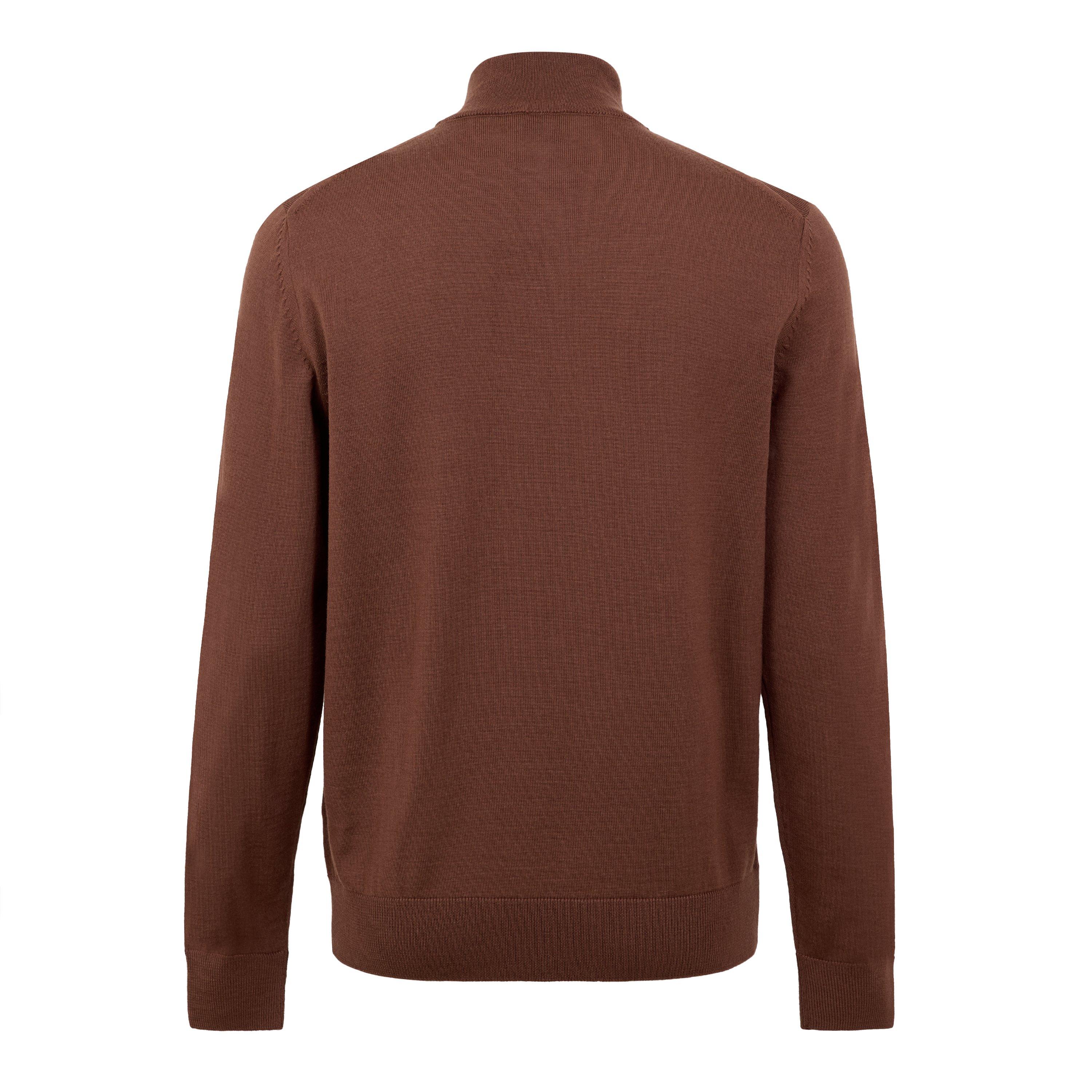 Brown 212 - Boss - Mens BOSS BLACK Knitted Quarter 1/4 Zip Jumper with Logo Detail (Ebenji) - 2