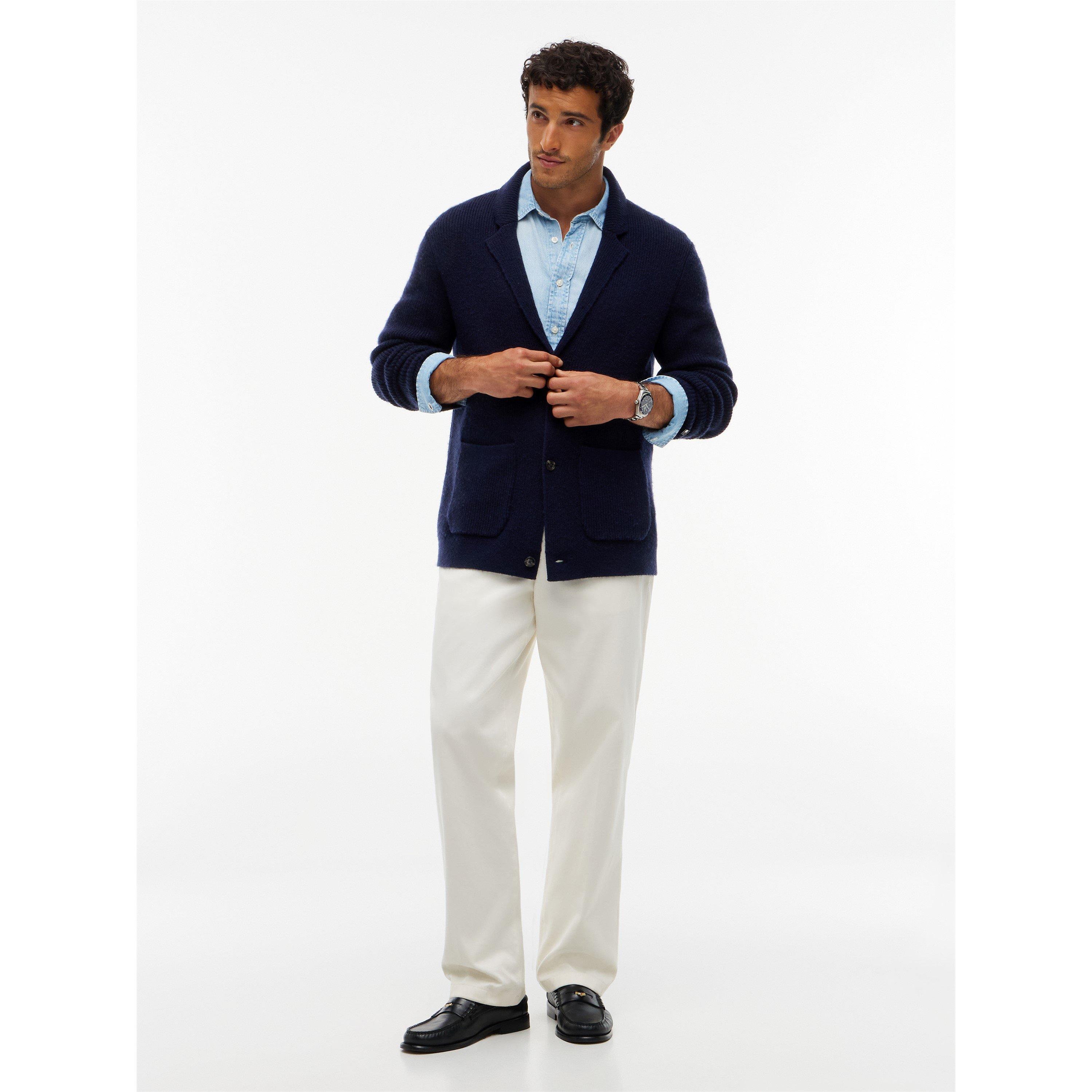 Navy - Tommy Hilfiger - Men's NY V-Neck Fine Knit Wool Relaxed-Fit Cardigan - 4