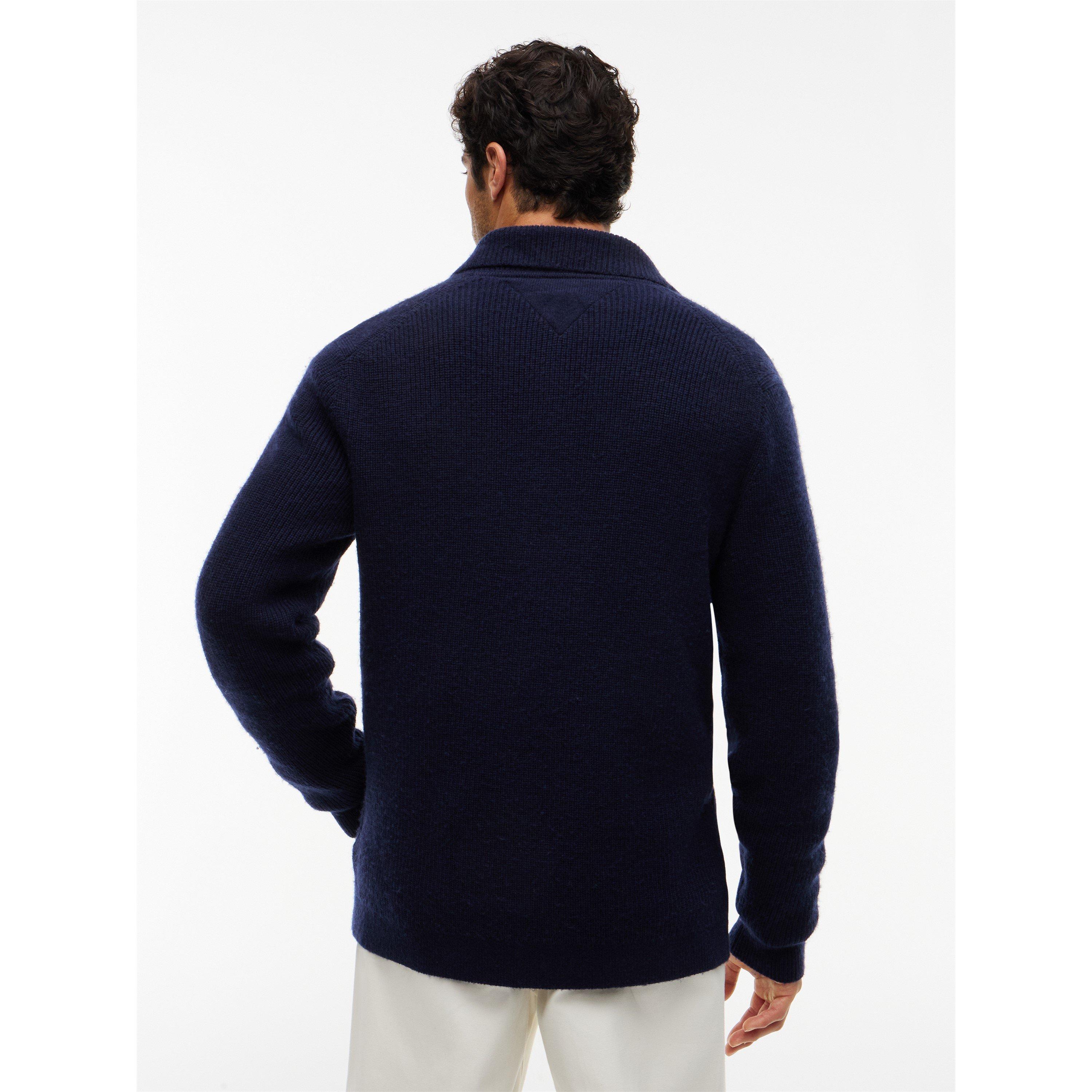 Navy - Tommy Hilfiger - Men's NY V-Neck Fine Knit Wool Relaxed-Fit Cardigan - 5