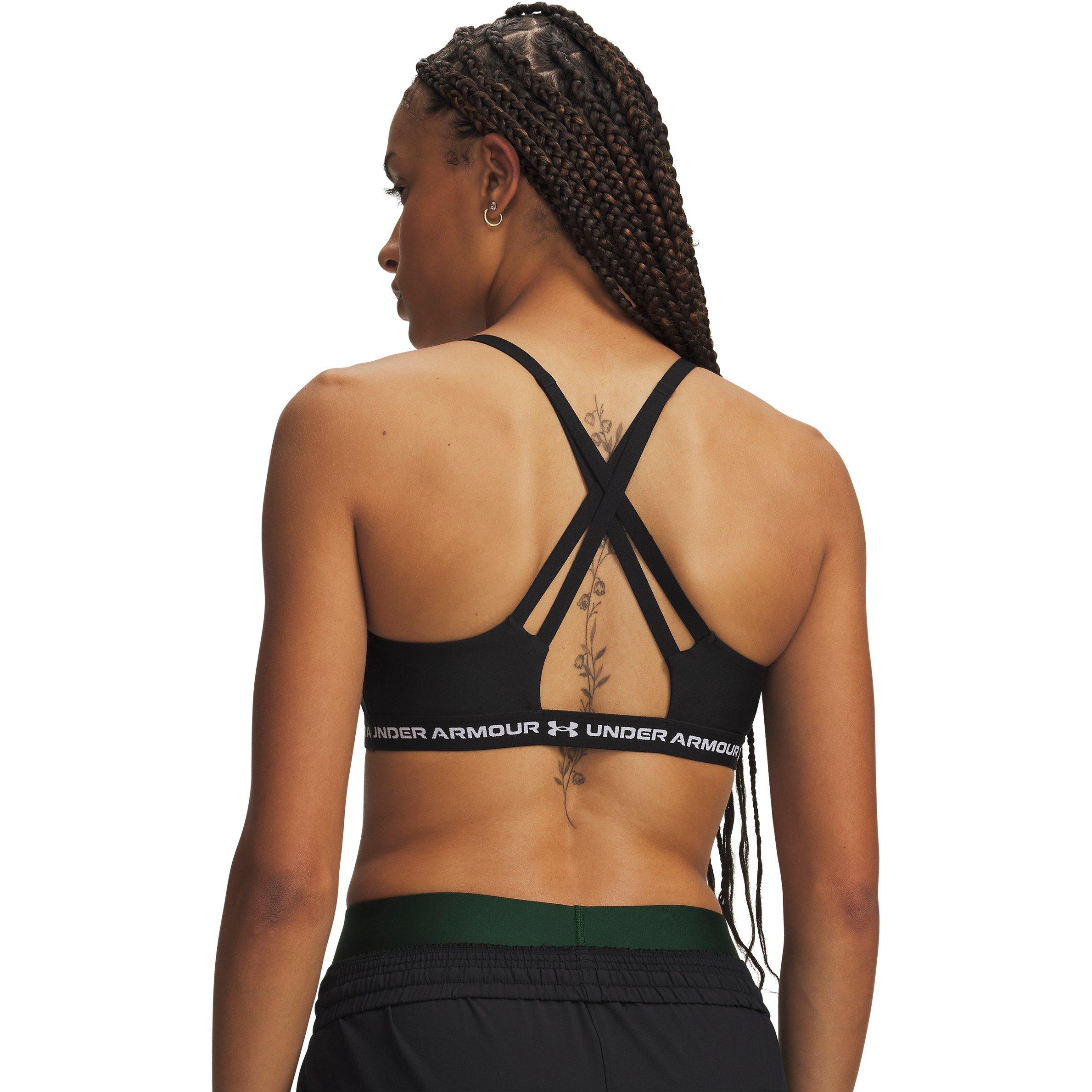 Black/White - Under Armour - Women's X-Back Low Strap Non-Wired Low Impact Sports Bra - 2