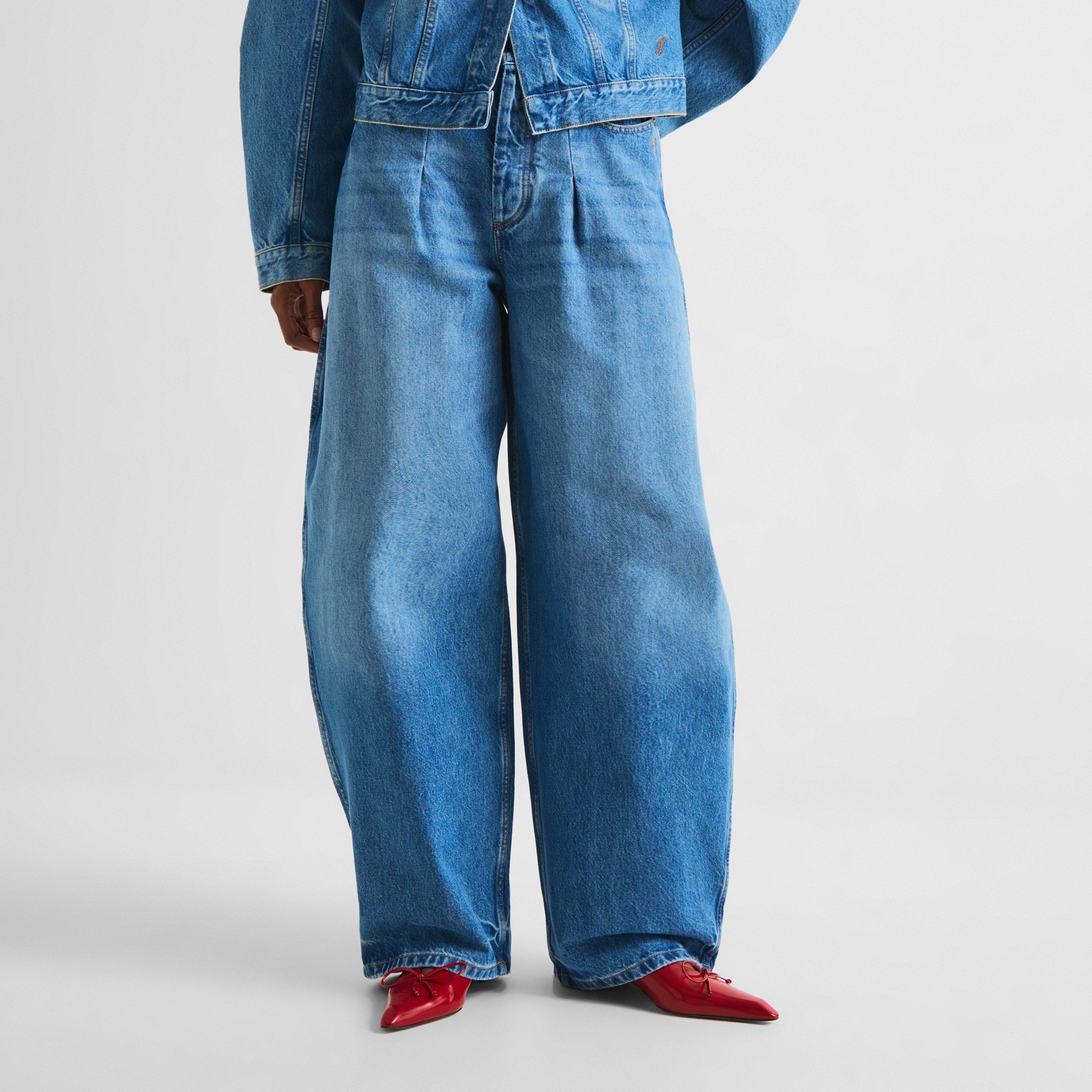 Blue/Tabac - Jacquemus - Women's Le De-Nimes Ovalo Tapered Jeans - 3