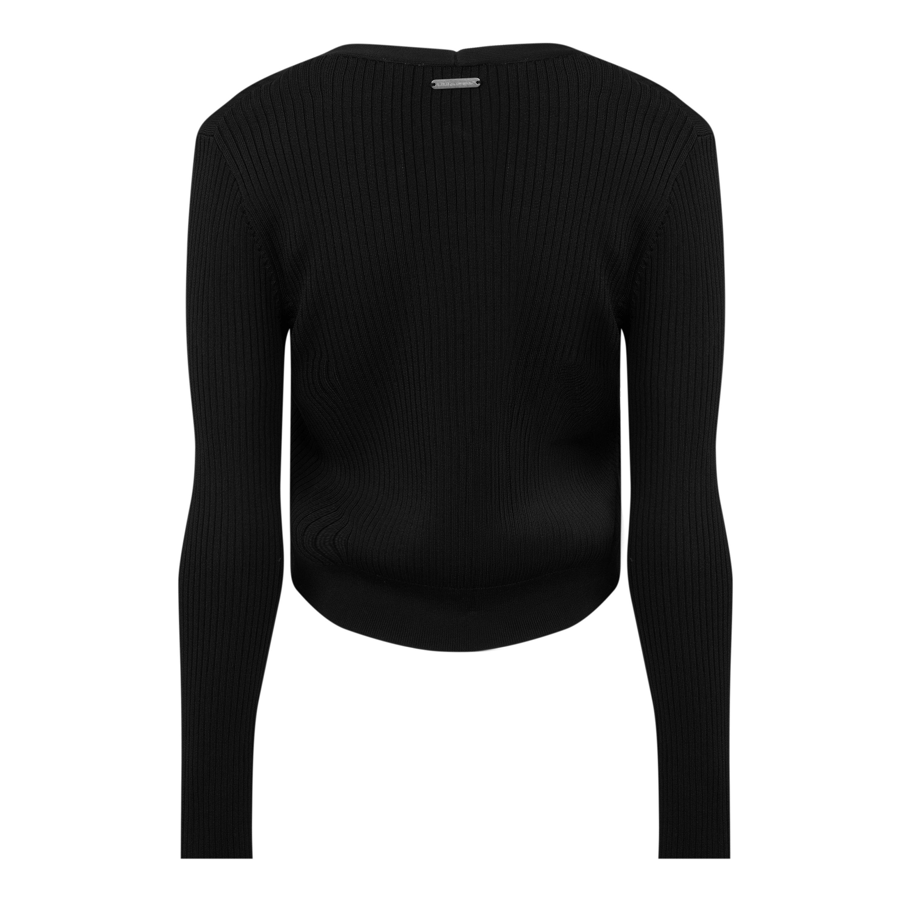 Black Night - L AB Off White - Women's Hardware Cropped V-Neck Cardigan - 2
