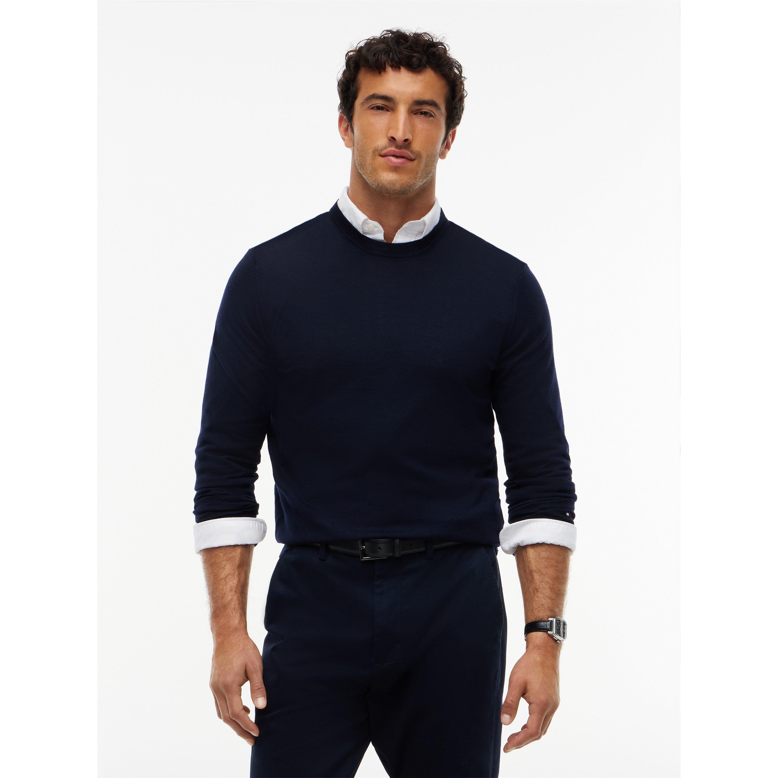 Navy - Tommy Hilfiger - Men's Tommy NY Merino Wool Crew-Neck Jumper - 2