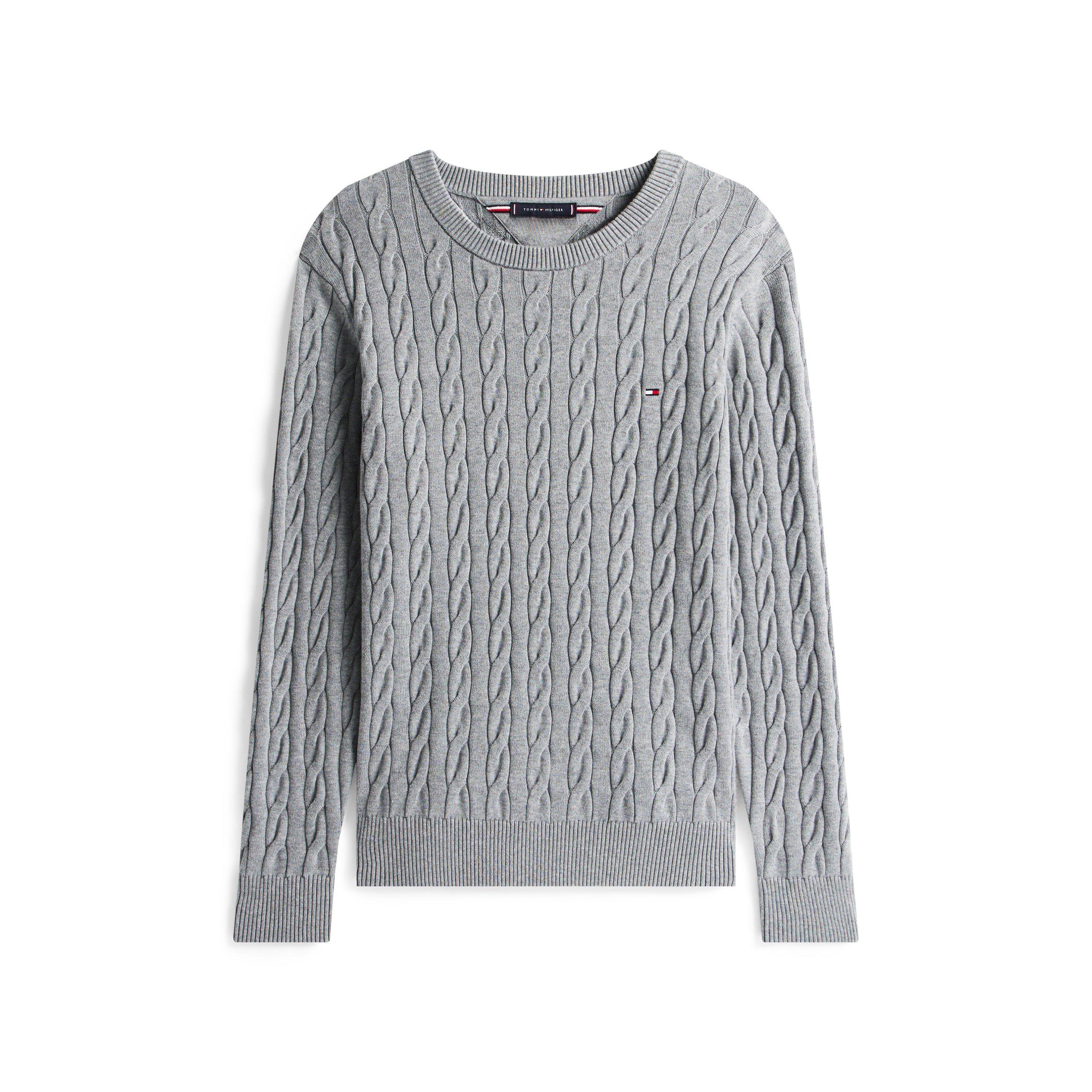 Medium Grey - Tommy Hilfiger - Tommy Hilfiger Classic Cotton Cable Crew Neck - 1