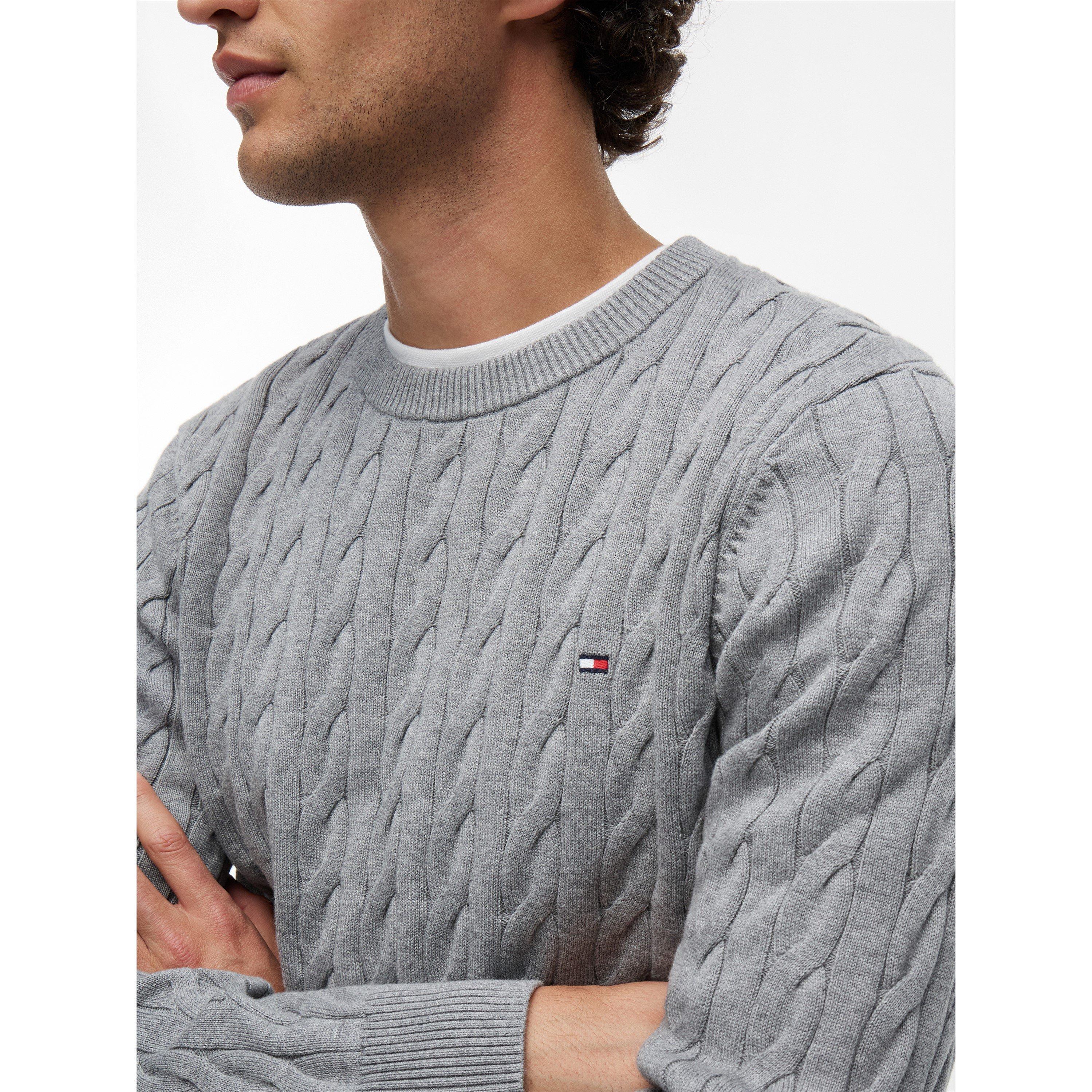 Medium Grey - Tommy Hilfiger - Tommy Hilfiger Classic Cotton Cable Crew Neck - 4