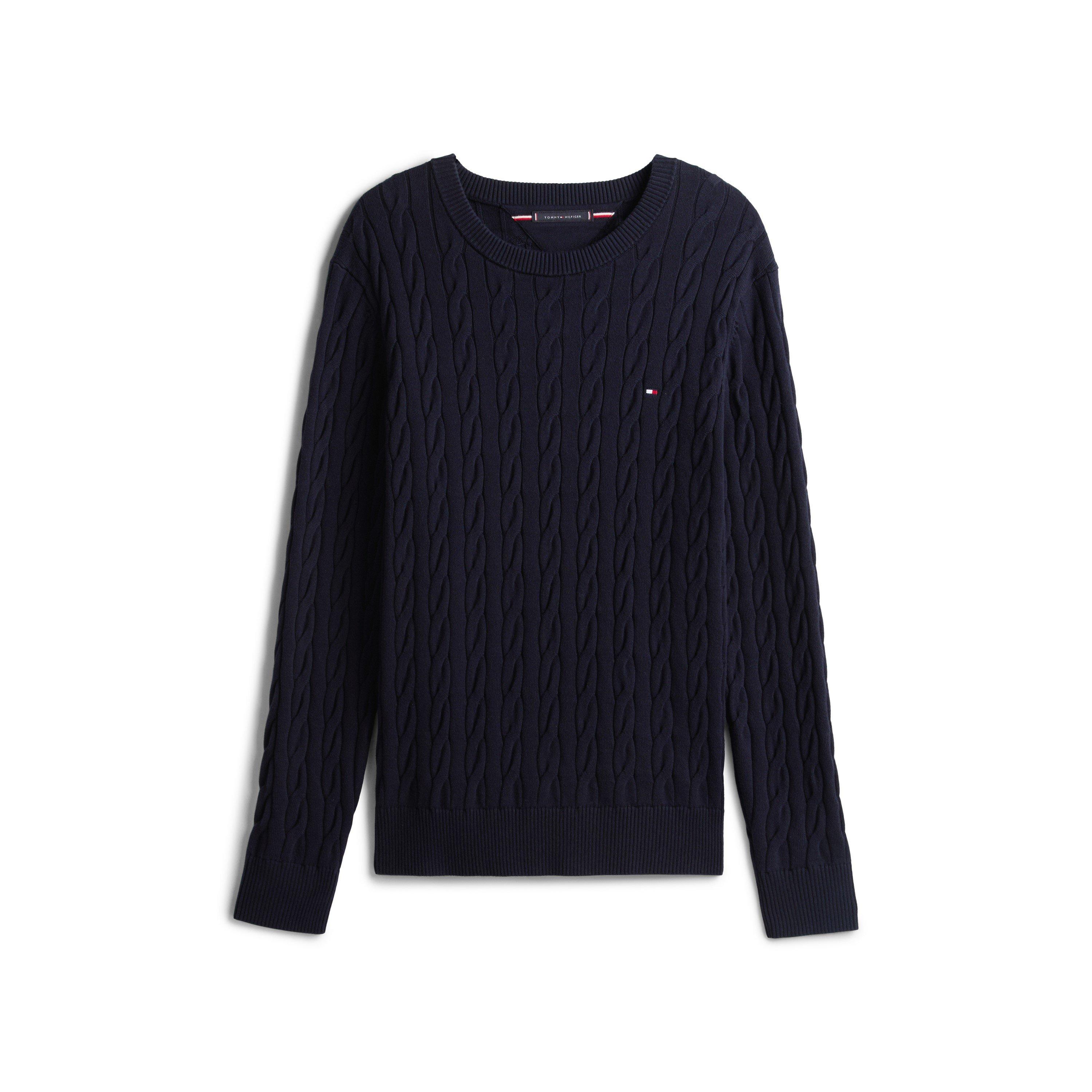 Men's Cable Knit Cotton Crew-Neck Jumper