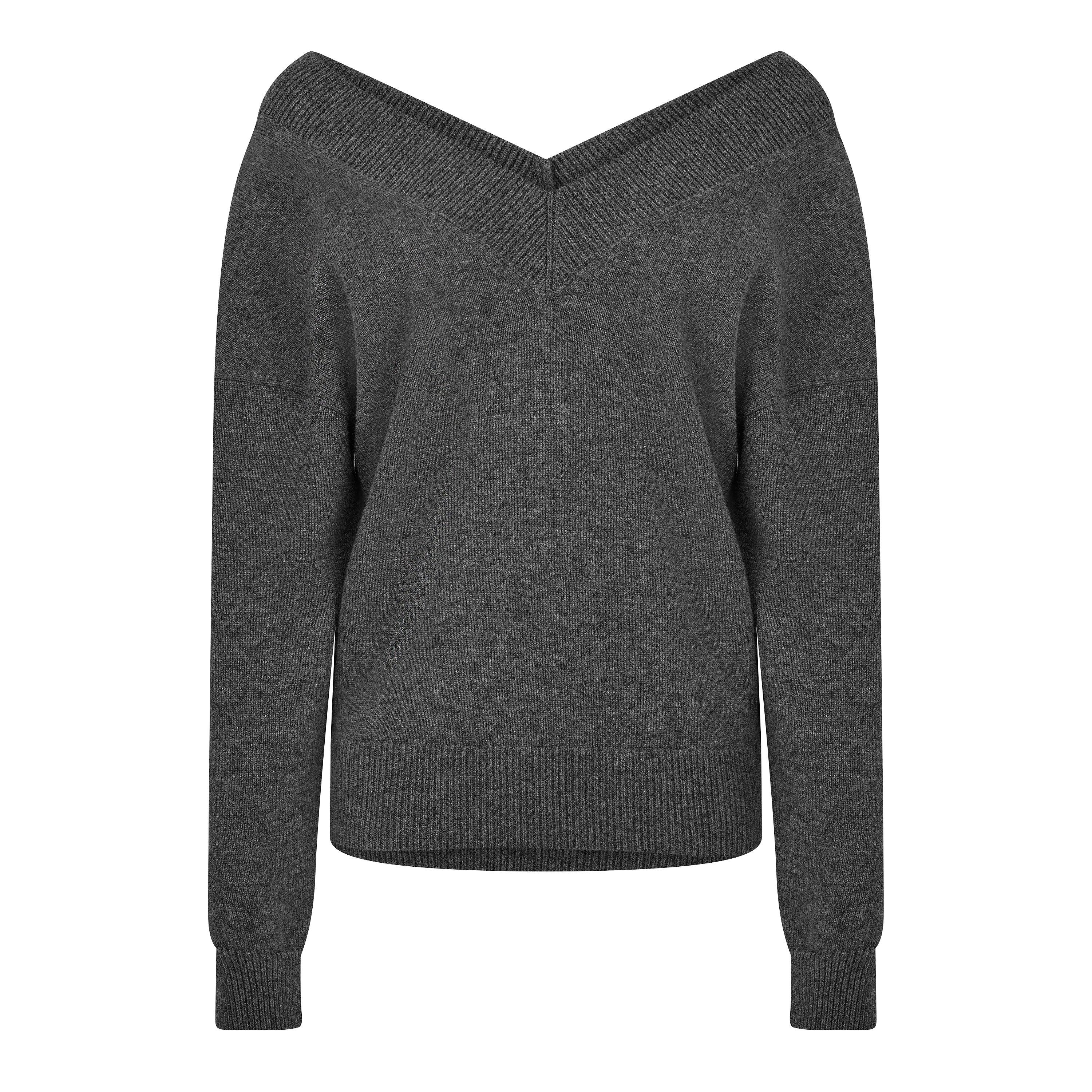 Tom Ford TF Cashmere V Neck o Ld64 - Light Charcoal - Size 10 (M)