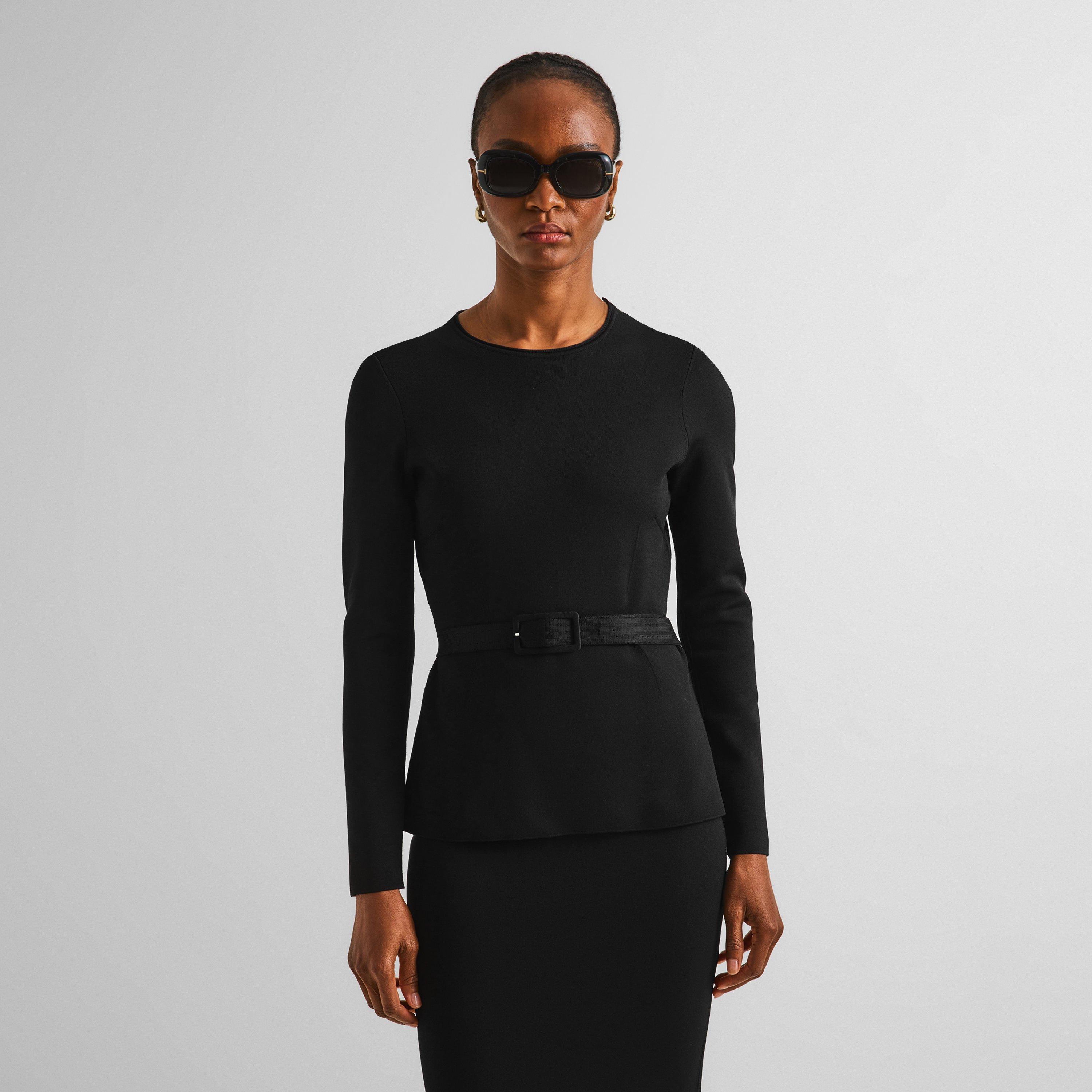 Black - Tom Ford - Women's Viscose Belted Slim-Fit Knitted T-Shirt - 3
