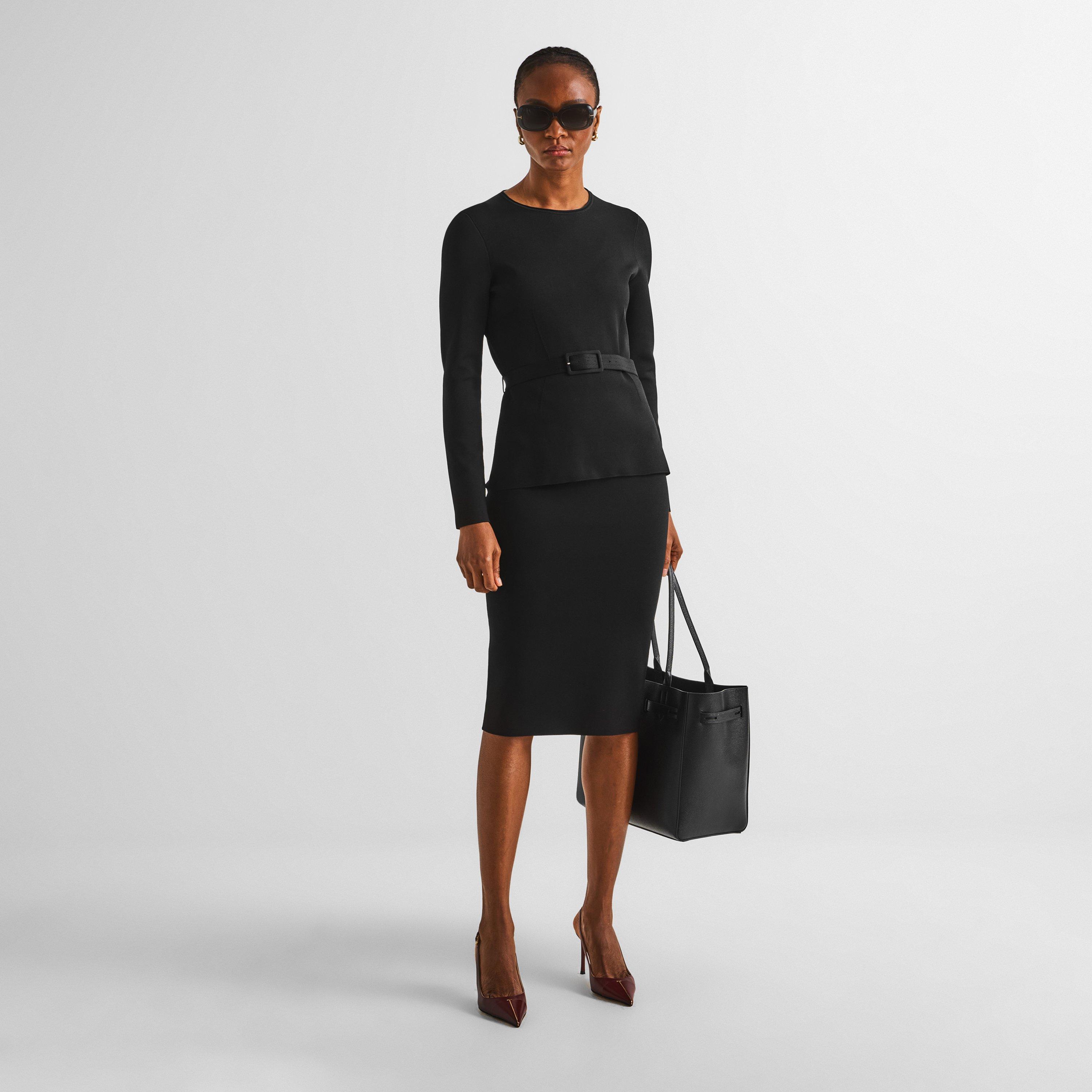 Black - Tom Ford - Women's Viscose Belted Slim-Fit Knitted T-Shirt - 6