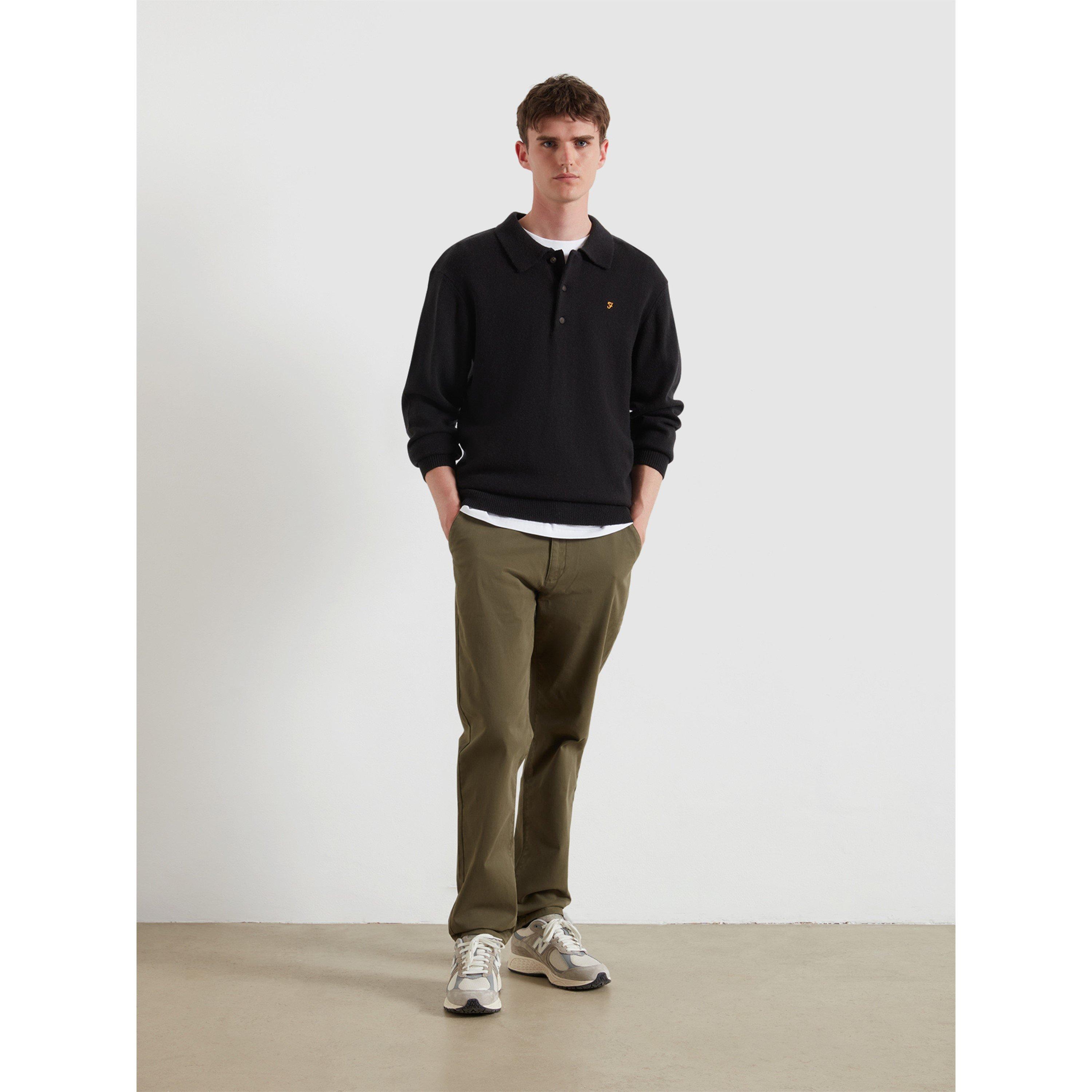 Black 010 - Farah - Men's Matson Lambswool Knit Quarter Zip Top - 1
